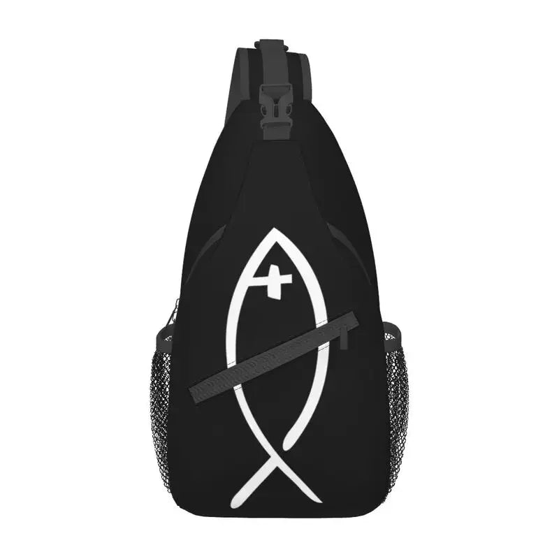 Fashion Catholic Jesus Cross Sling Bags for Cycling Camping Men Christian Religious Crossbody Chest Backpack Shoulder Daypack