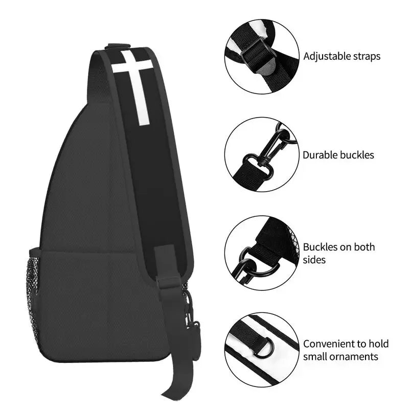 Fashion Catholic Jesus Cross Sling Bags for Cycling Camping Men Christian Religious Crossbody Chest Backpack Shoulder Daypack