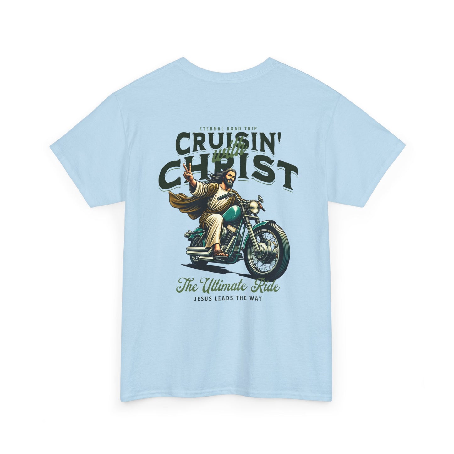 Cruisin' with Christ Heavy Cotton Tee | Faith-Based Unisex T-Shirt for Riders
