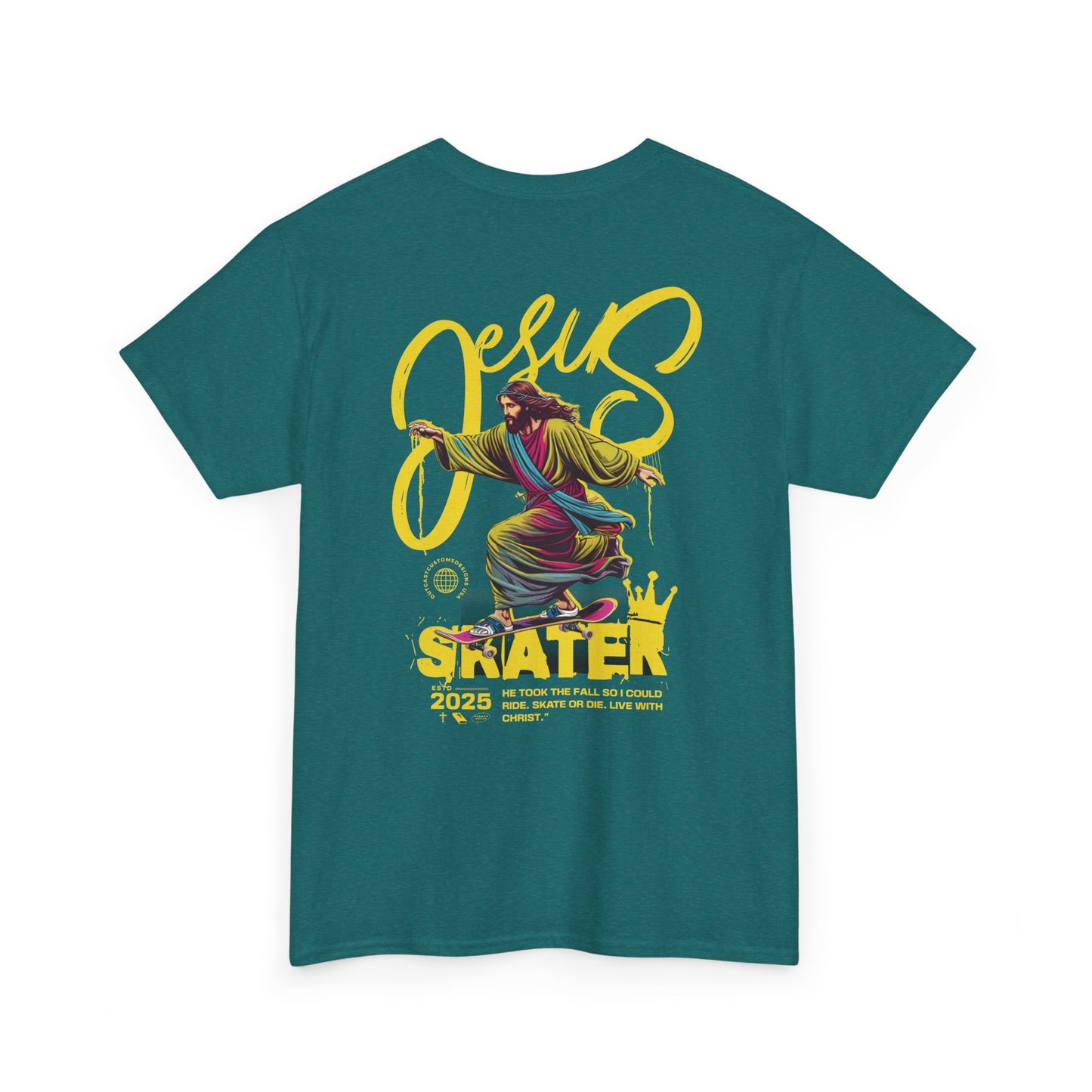 Jesus Skater Unisex Heavy Cotton Tee - Cool and Casual Faith-Inspired Shirt