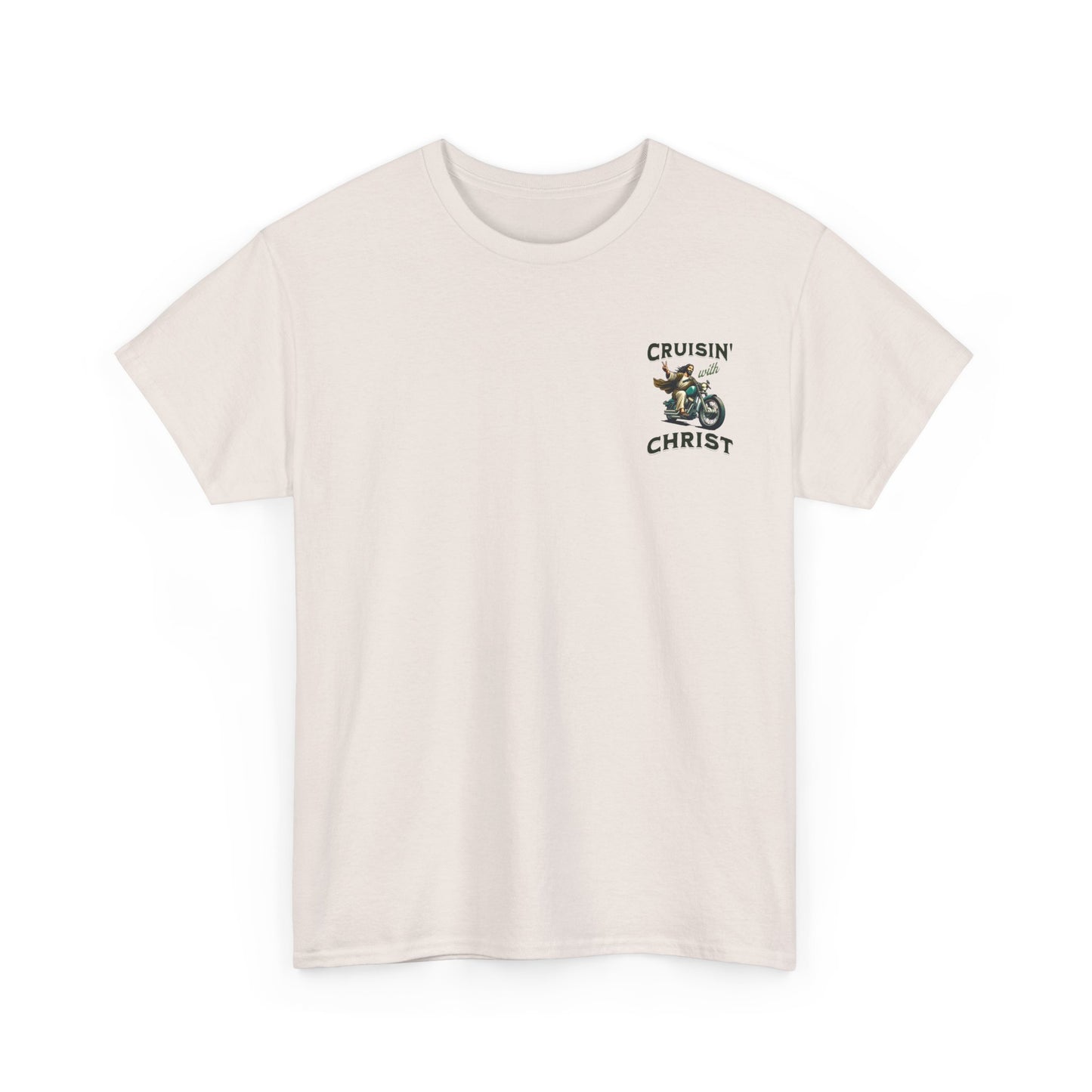 Cruisin' with Christ Heavy Cotton Tee | Faith-Based Unisex T-Shirt for Riders