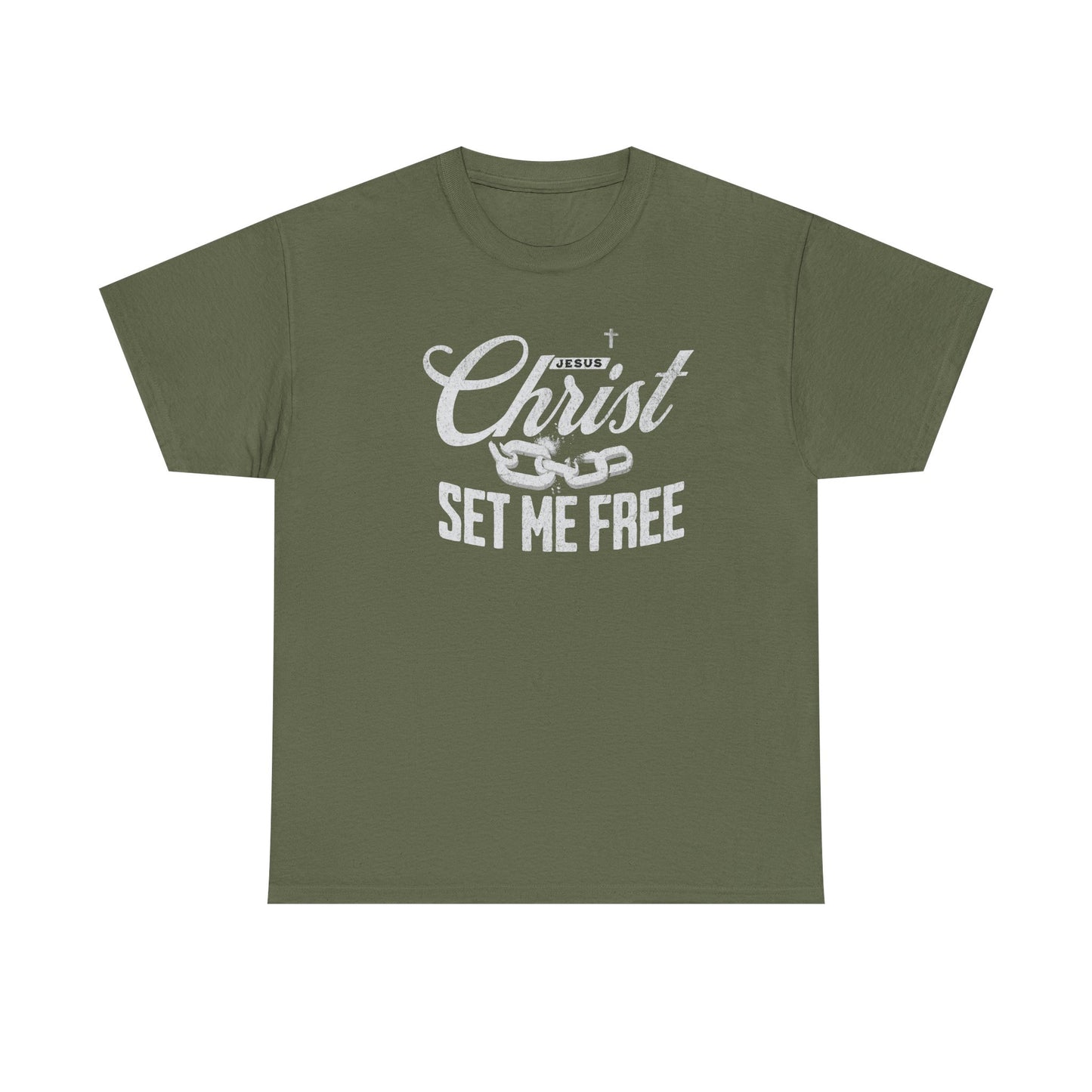 Inspirational Unisex Heavy Cotton Tee - 'Christ Set Me Free'
