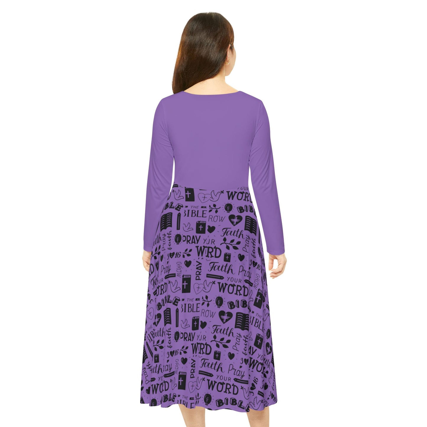 Women&#039;s Long Sleeve Faith Dance Dress - Inspirational Christian Messages