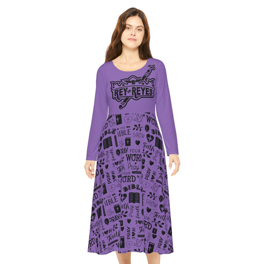 Women&#039;s Long Sleeve Faith Dance Dress - Inspirational Christian Messages