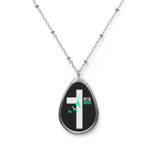 Rey de Reyes Oval Necklace | Meaningful Jewelry Gift, Inspirational Necklace, Personalization Option, Statement Accessory, Everyday Wear