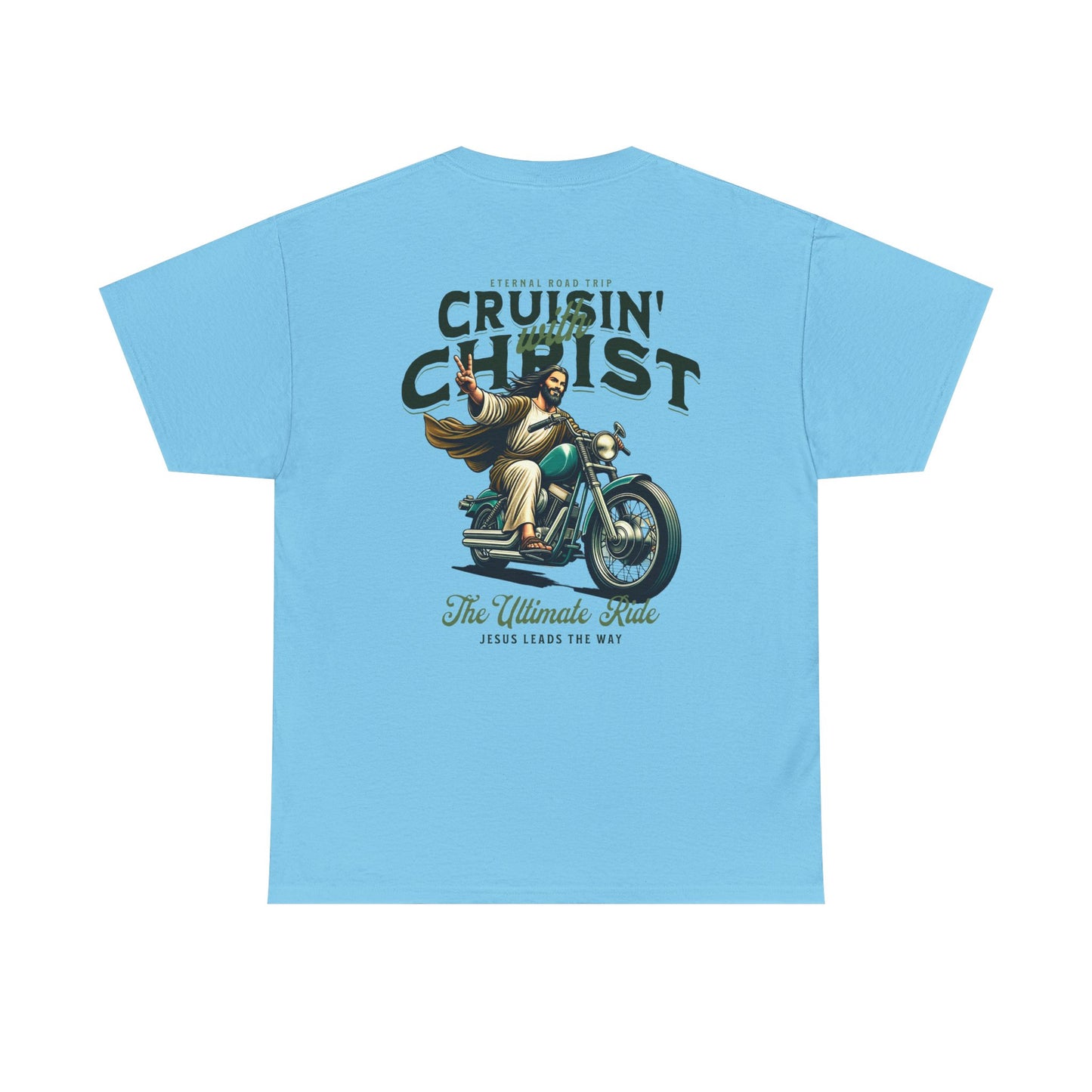 Cruisin' with Christ Heavy Cotton Tee | Faith-Based Unisex T-Shirt for Riders