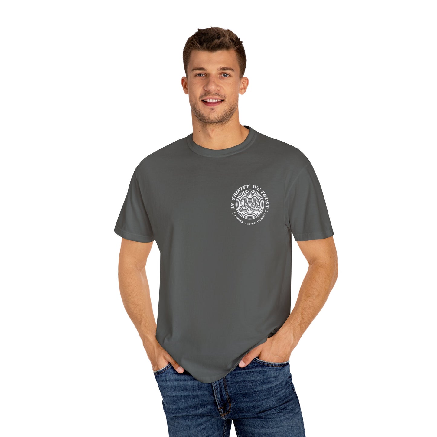 Unisex Garment-Dyed T-Shirt - 'In Trinity We Trust' Vintage Style