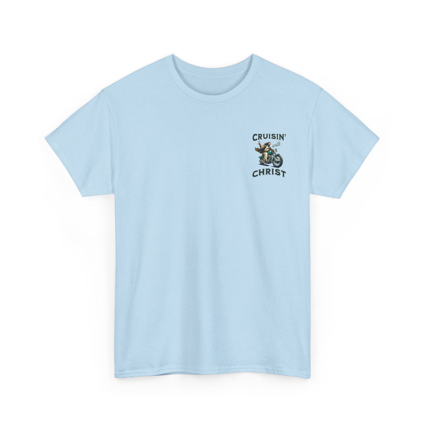 Cruisin' with Christ Heavy Cotton Tee | Faith-Based Unisex T-Shirt for Riders