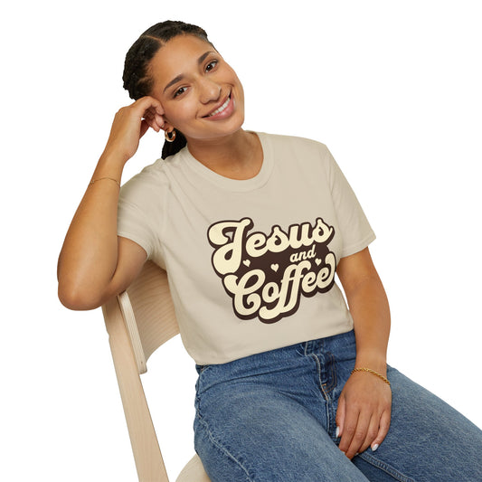 Jesus and Coffee Unisex Softstyle T-Shirt - Perfect for Faith Lovers and Coffee Enthusiasts