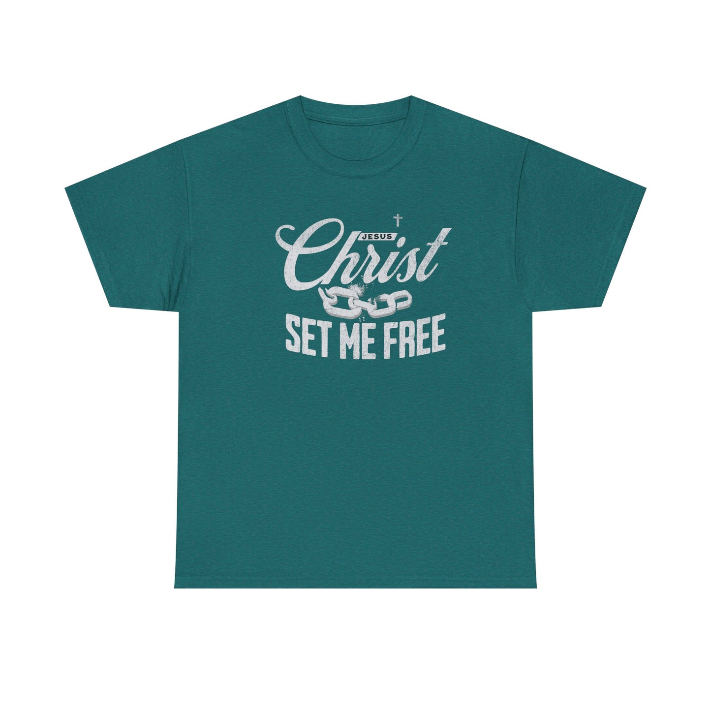 Inspirational Unisex Heavy Cotton Tee - 'Christ Set Me Free'
