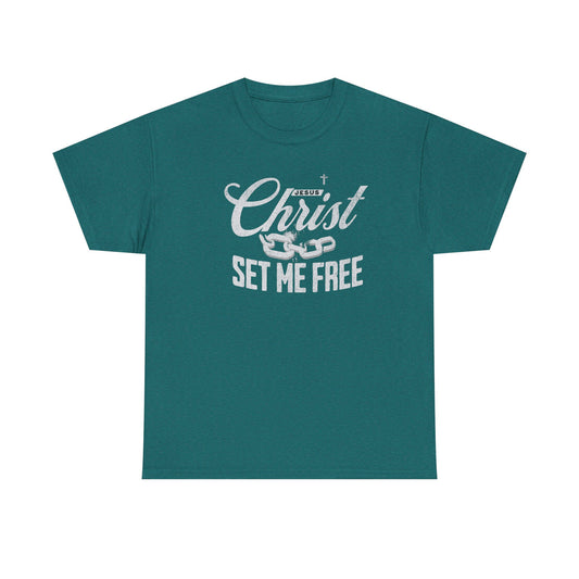 Inspirational Unisex Heavy Cotton Tee - 'Christ Set Me Free'