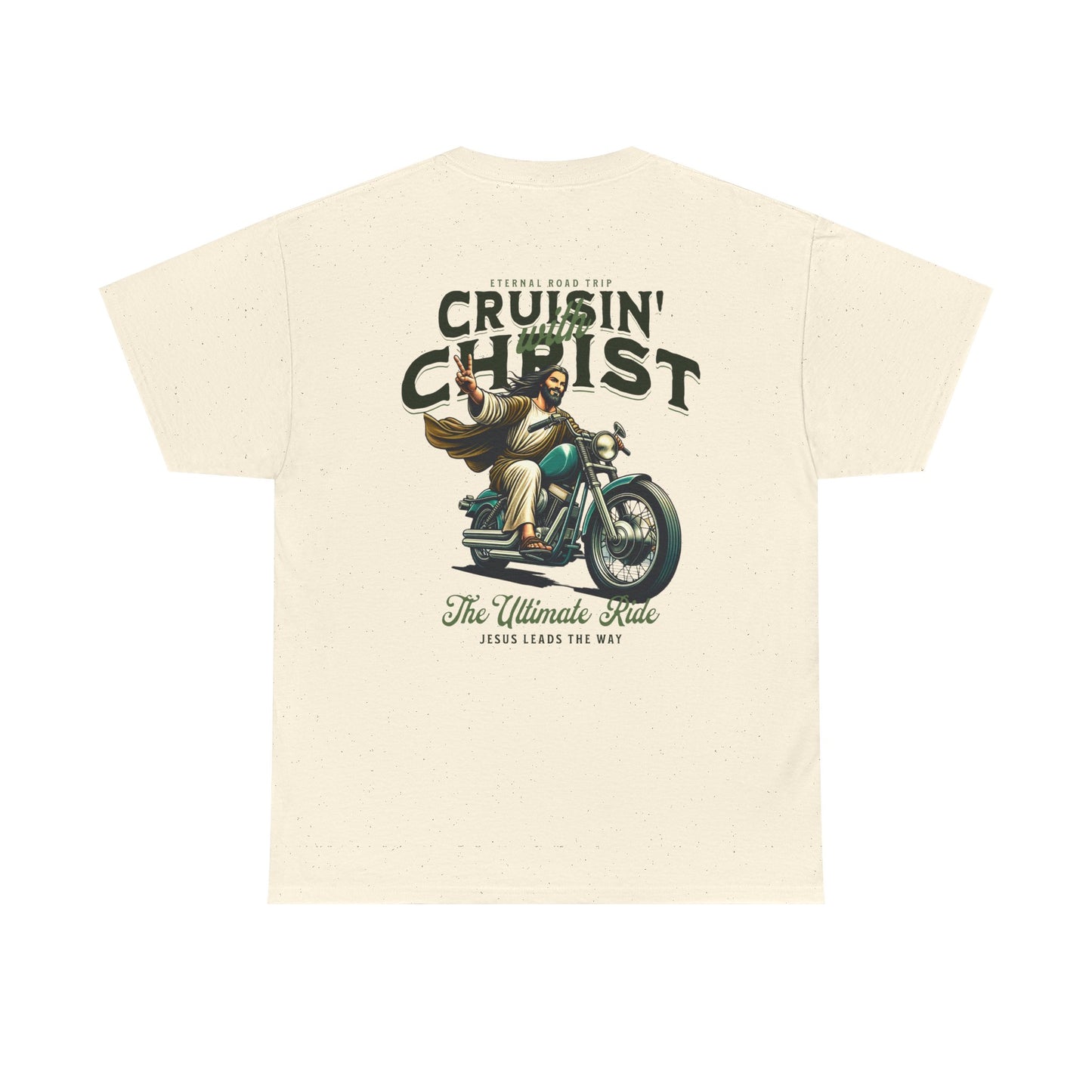 Cruisin' with Christ Heavy Cotton Tee | Faith-Based Unisex T-Shirt for Riders