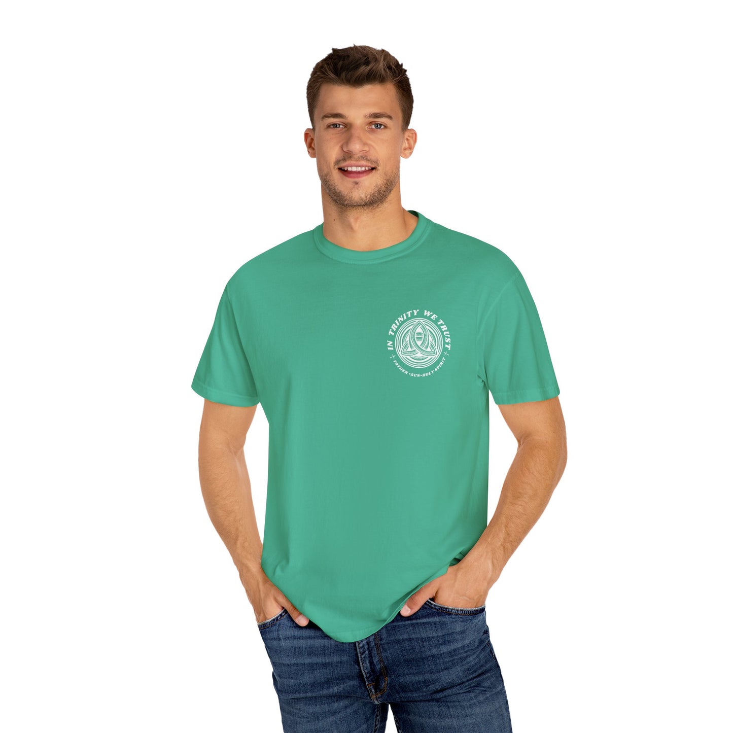 Unisex Garment-Dyed T-Shirt - 'In Trinity We Trust' Vintage Style