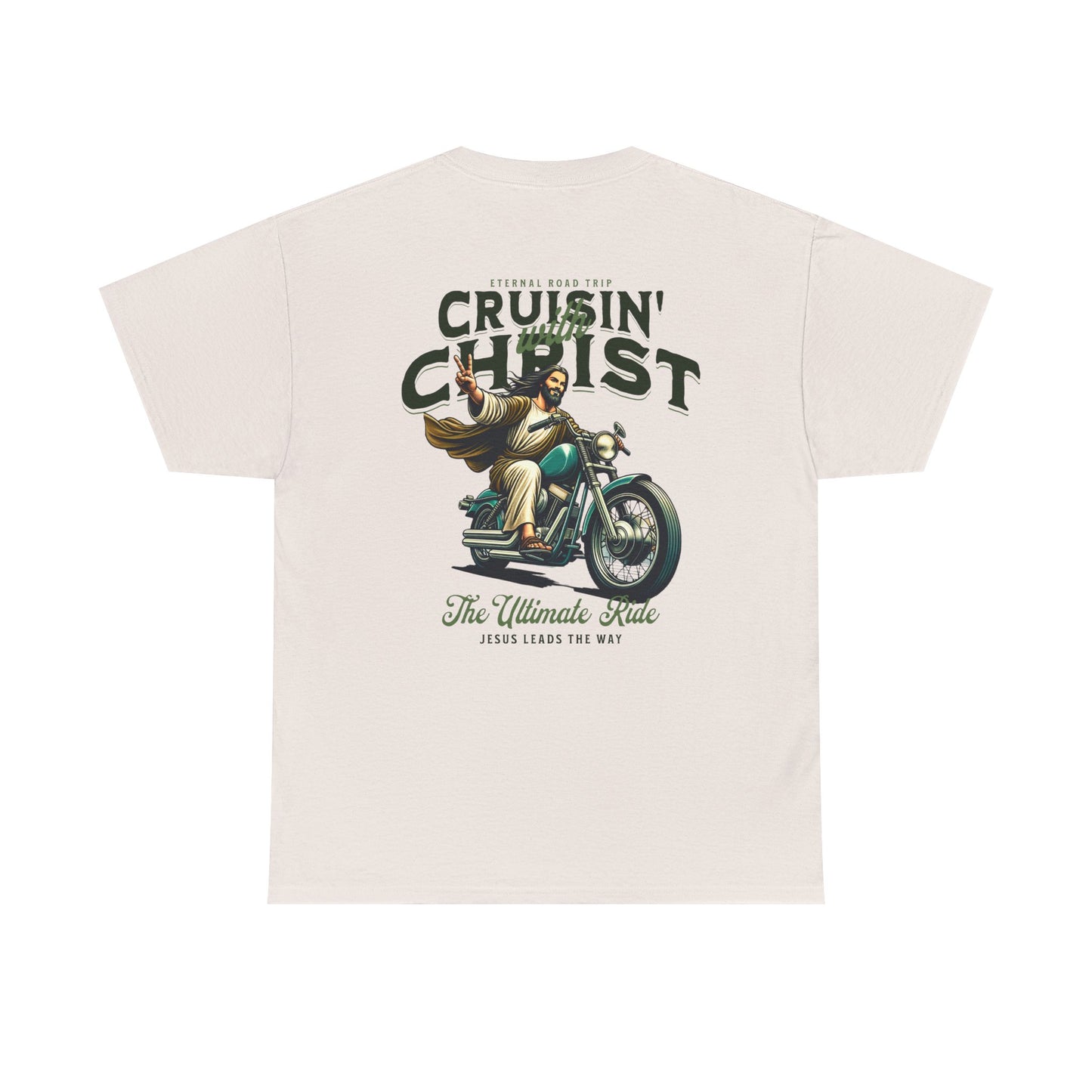 Cruisin' with Christ Heavy Cotton Tee | Faith-Based Unisex T-Shirt for Riders