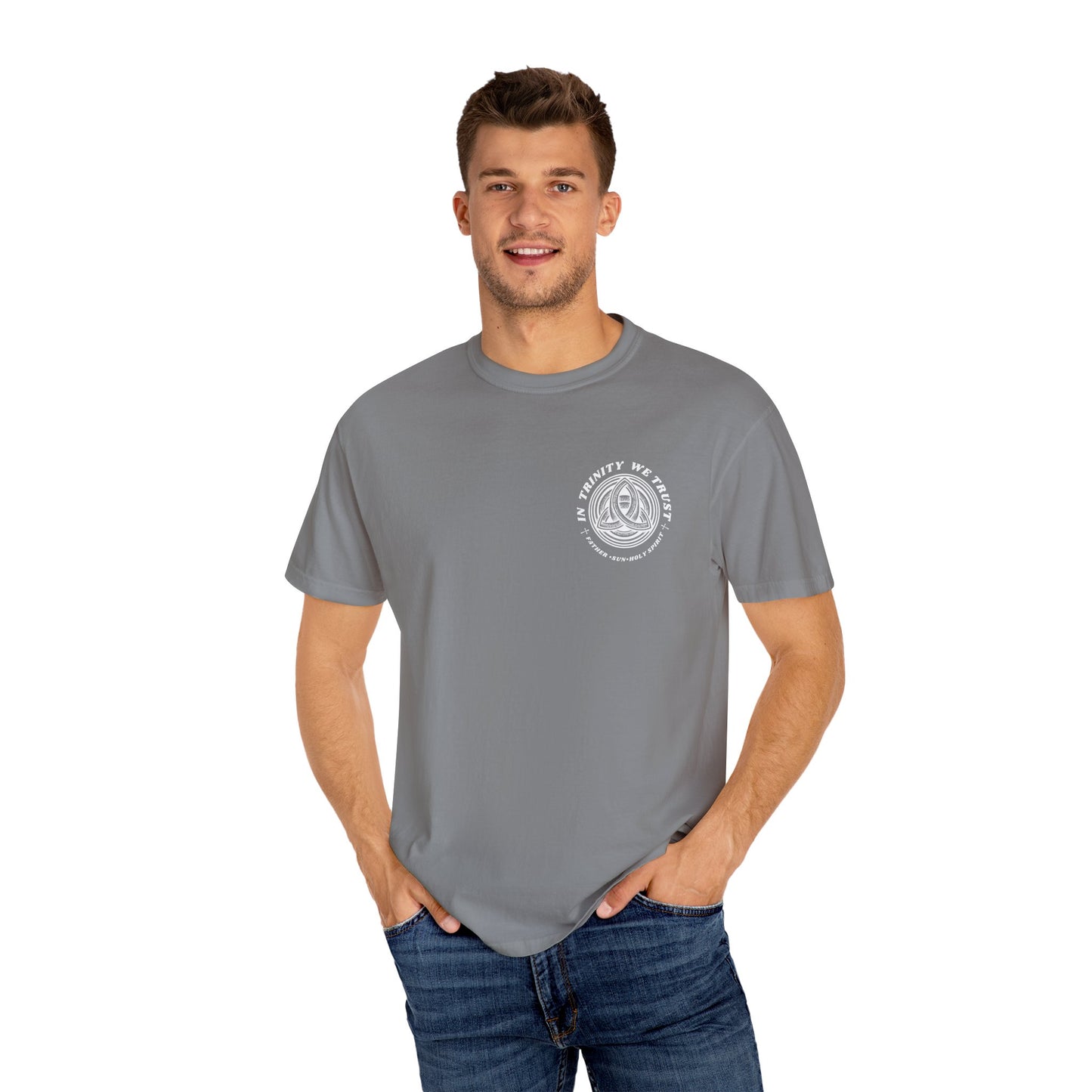 Unisex Garment-Dyed T-Shirt - 'In Trinity We Trust' Vintage Style