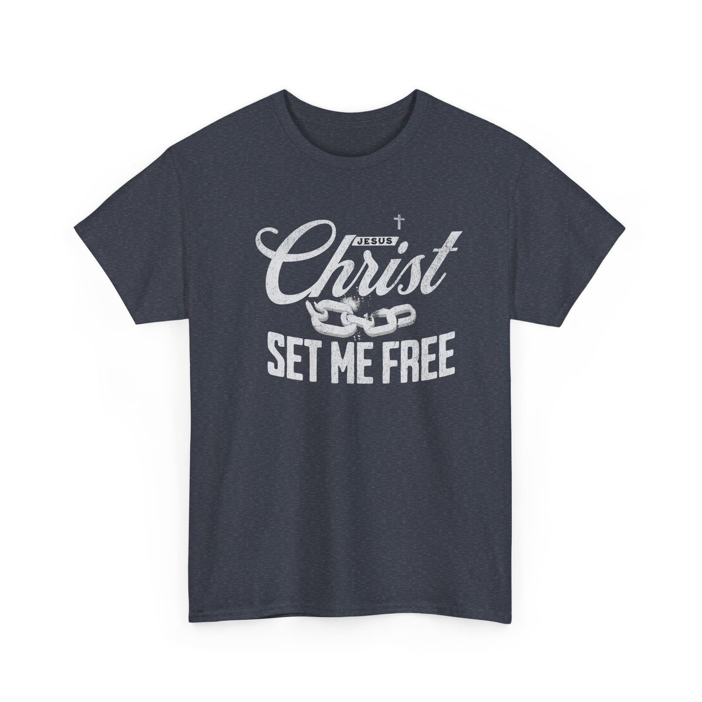 Inspirational Unisex Heavy Cotton Tee - 'Christ Set Me Free'