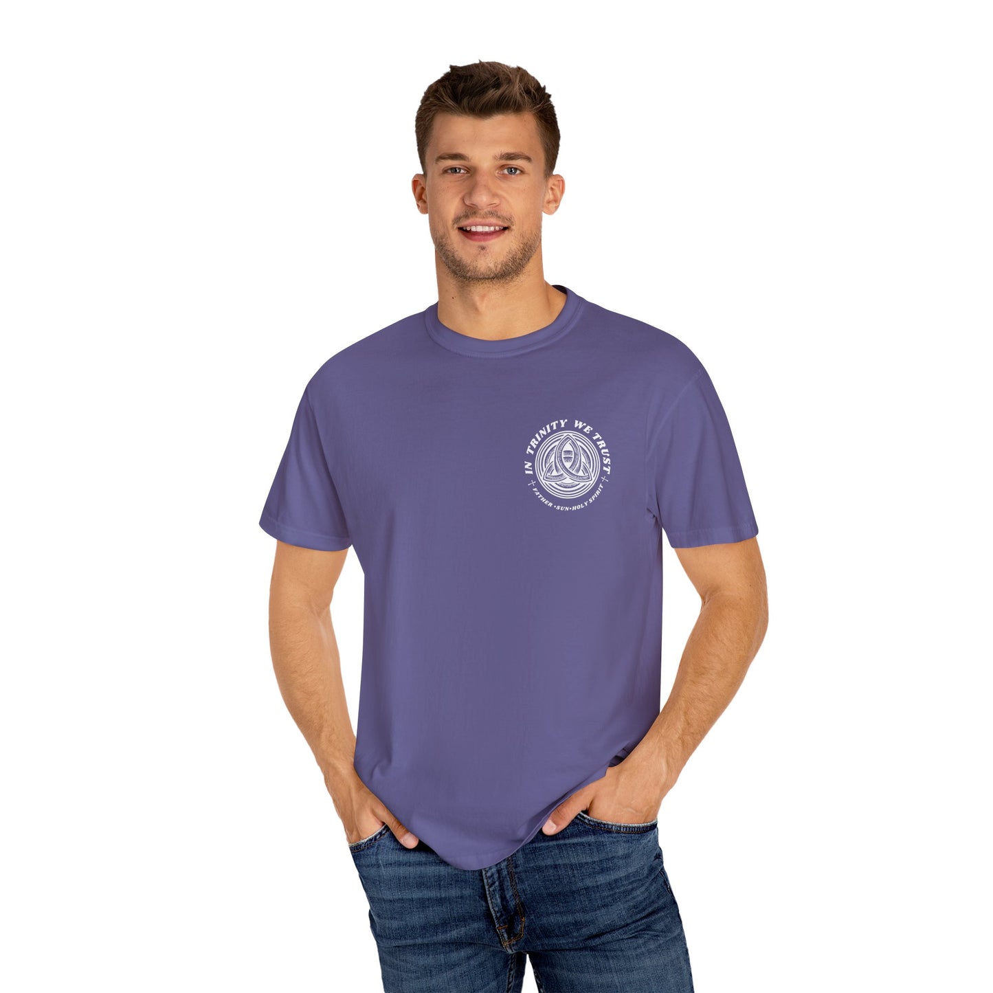 Unisex Garment-Dyed T-Shirt - 'In Trinity We Trust' Vintage Style