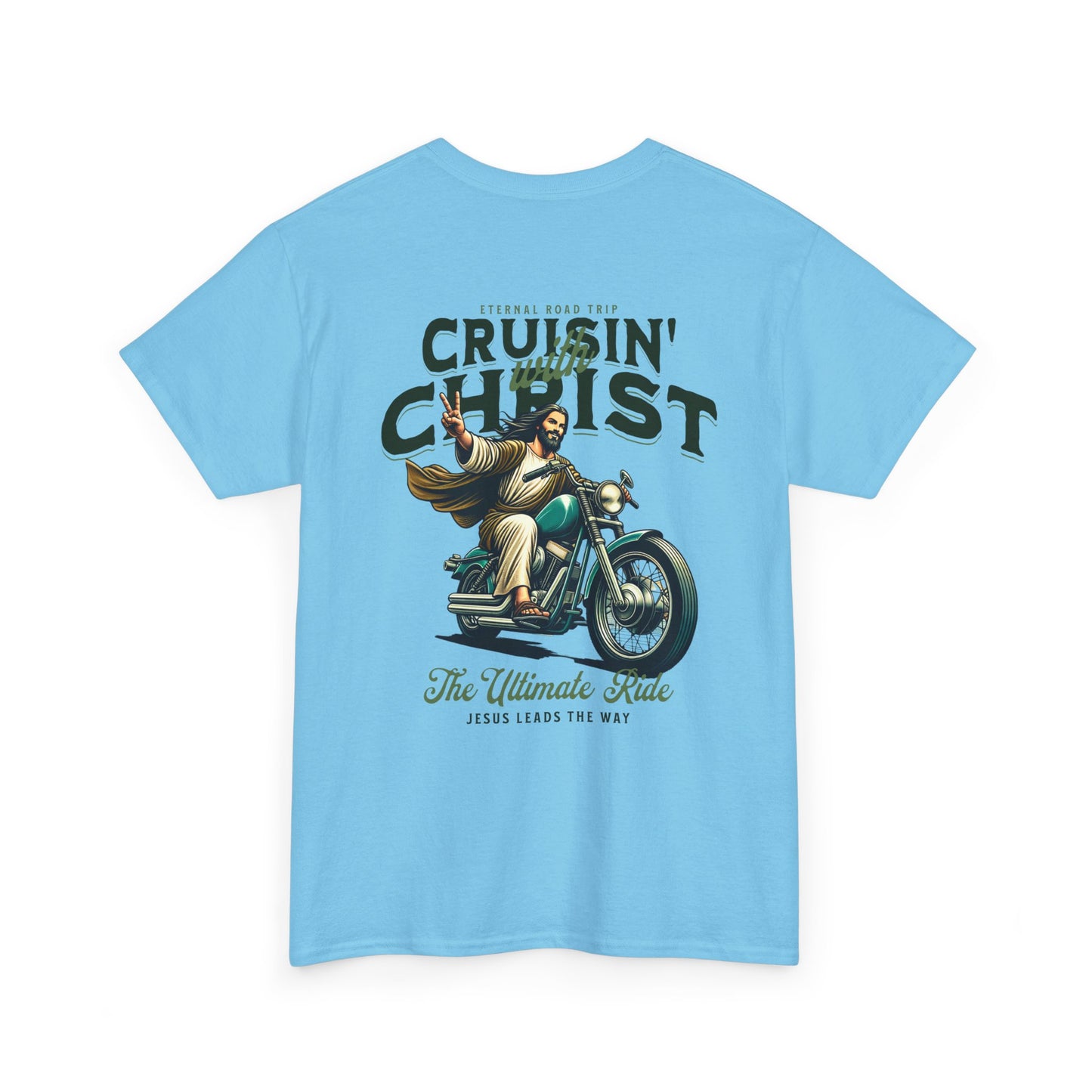 Cruisin' with Christ Heavy Cotton Tee | Faith-Based Unisex T-Shirt for Riders