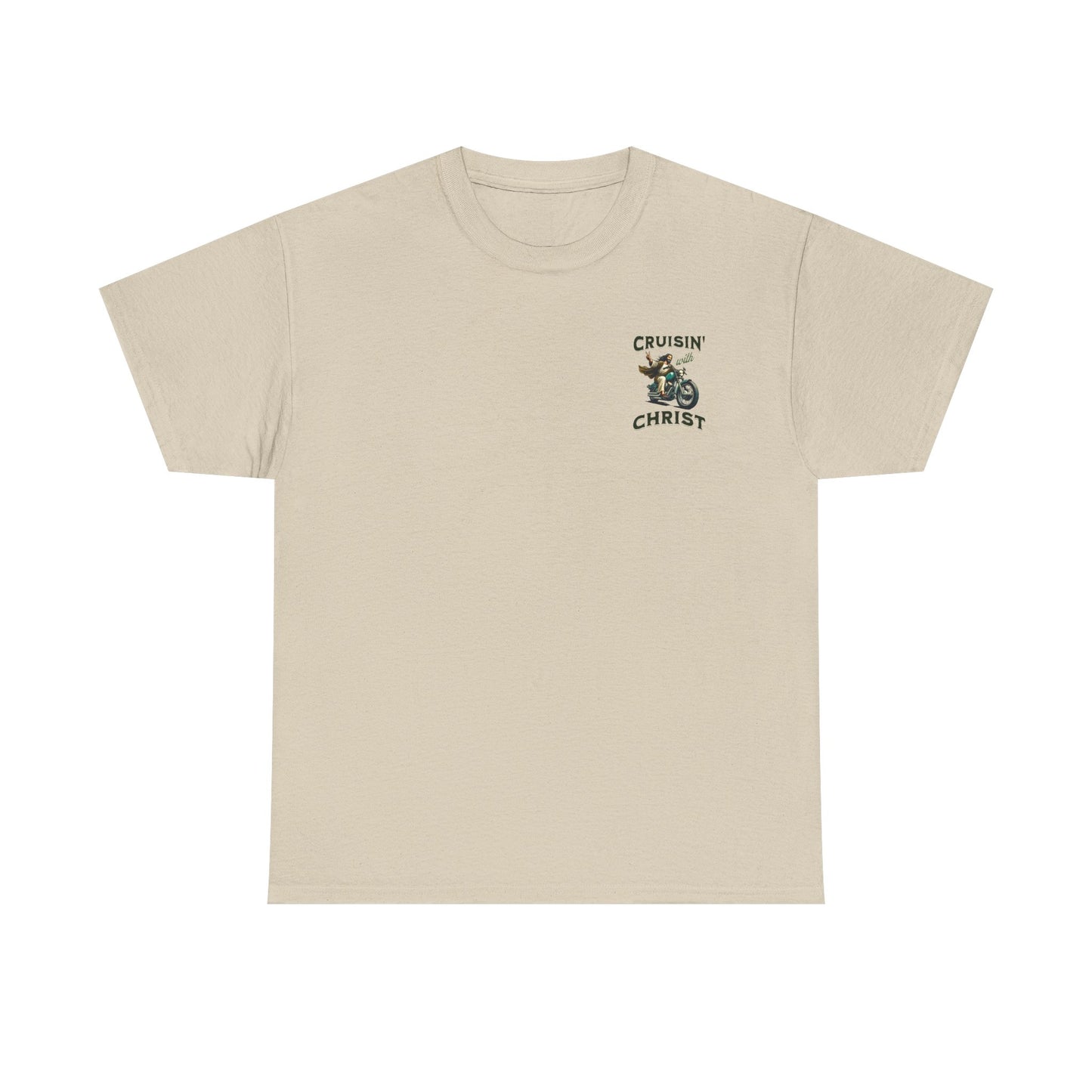 Cruisin' with Christ Heavy Cotton Tee | Faith-Based Unisex T-Shirt for Riders