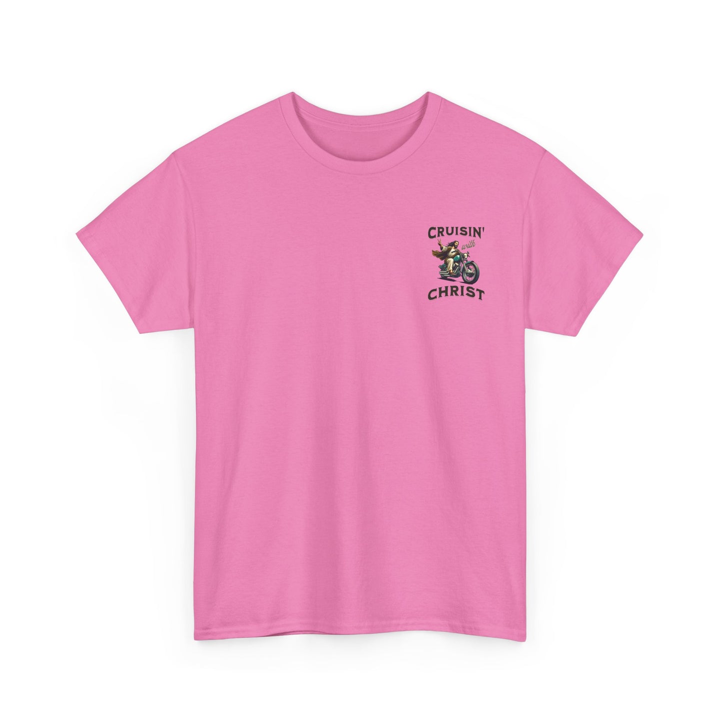 Cruisin' with Christ Heavy Cotton Tee | Faith-Based Unisex T-Shirt for Riders