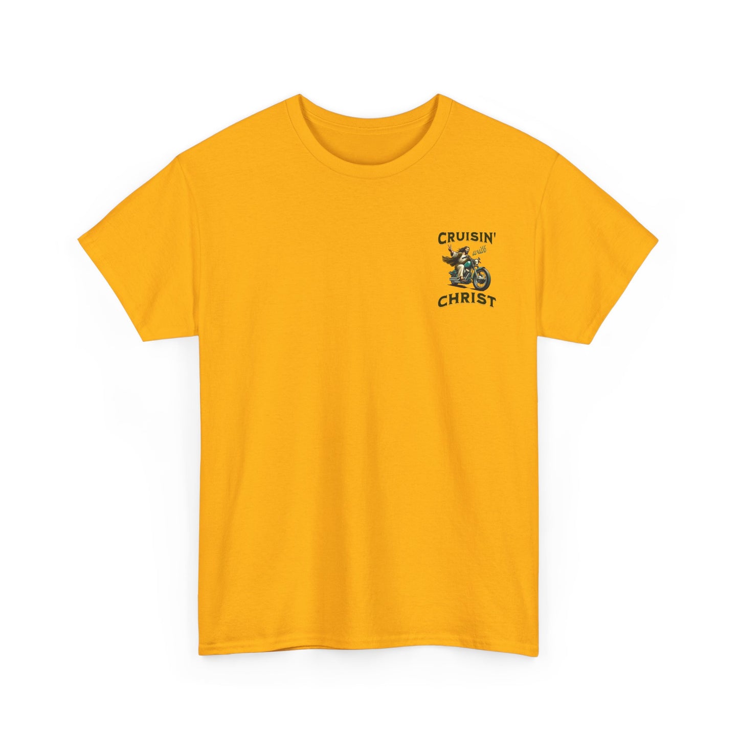 Cruisin' with Christ Heavy Cotton Tee | Faith-Based Unisex T-Shirt for Riders