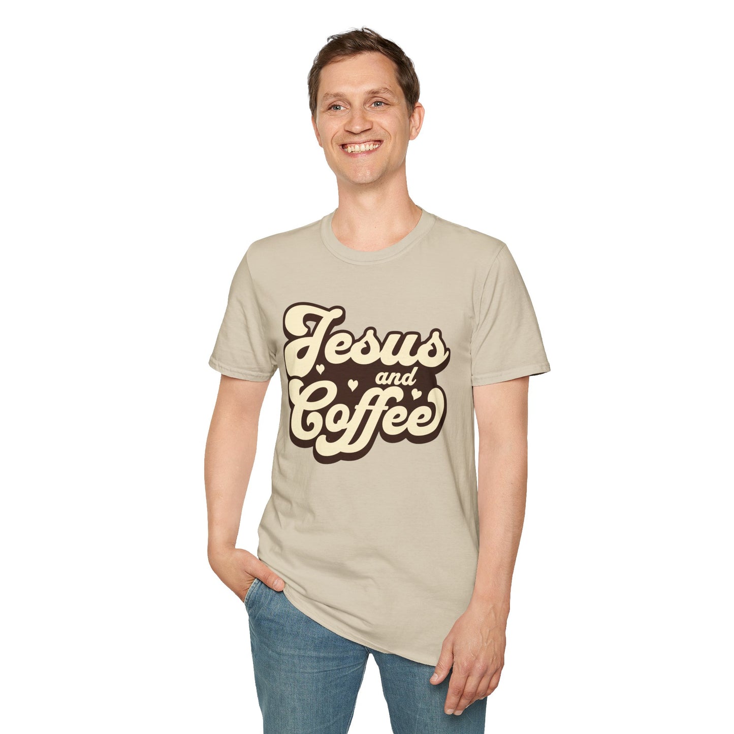 Jesus and Coffee Unisex Softstyle T-Shirt - Perfect for Faith Lovers and Coffee Enthusiasts