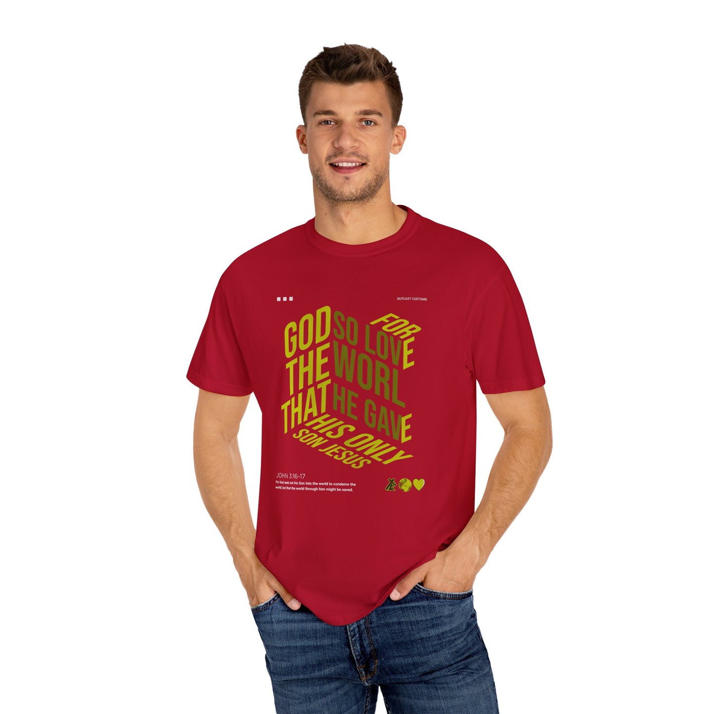 Inspirational Faith T-Shirt - "For God So Loved the World"