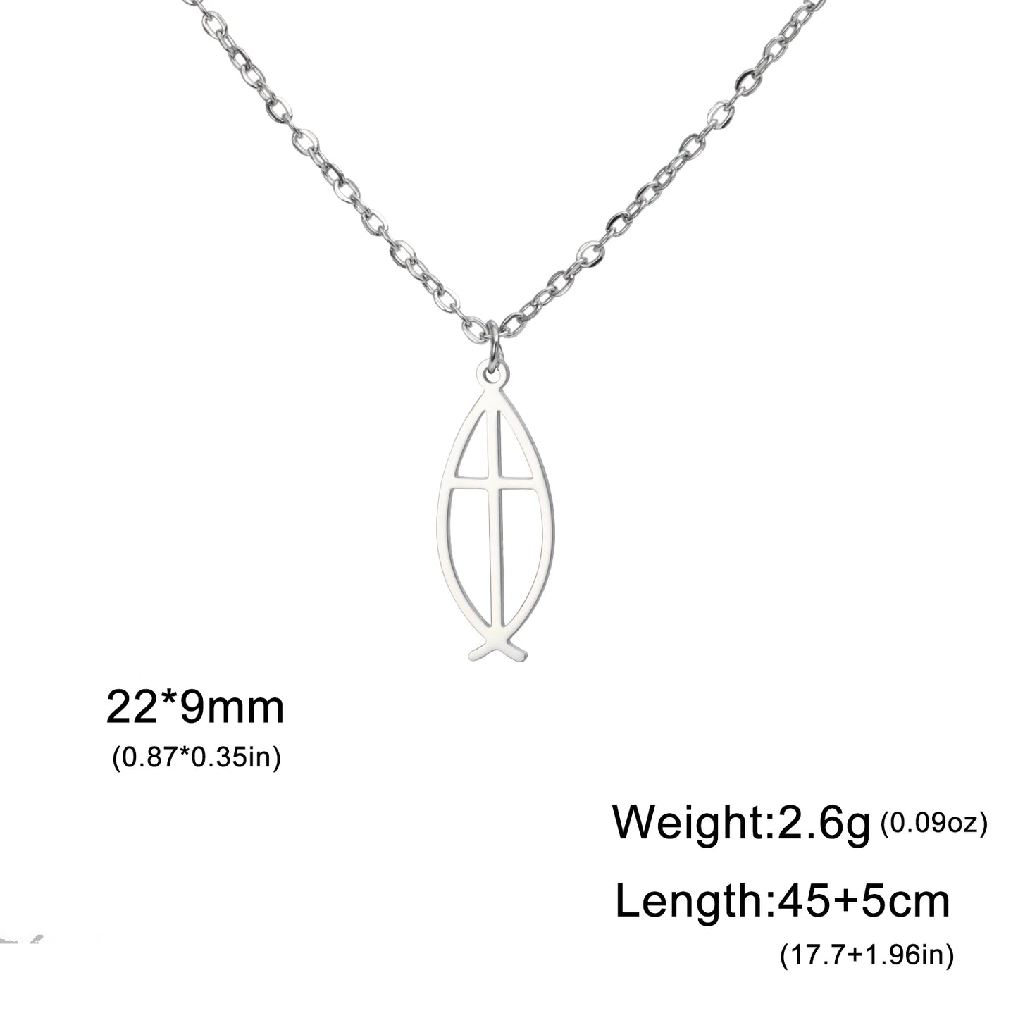 Unift Cross in Jesus Fish Necklace for Women Stainless Steel Women Neck Chain Choker Vintage Christian Christ Jewelry Party Gift