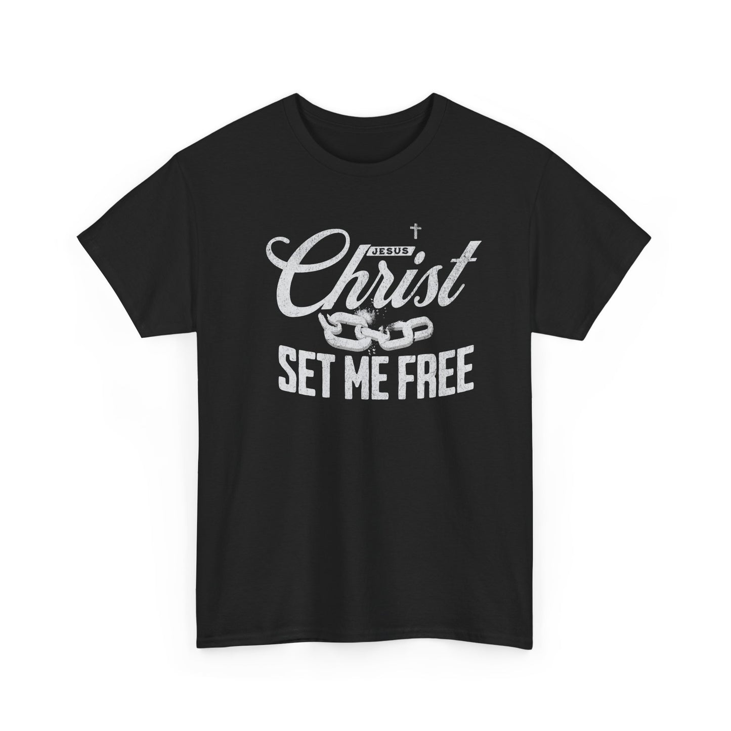 Inspirational Unisex Heavy Cotton Tee - 'Christ Set Me Free'