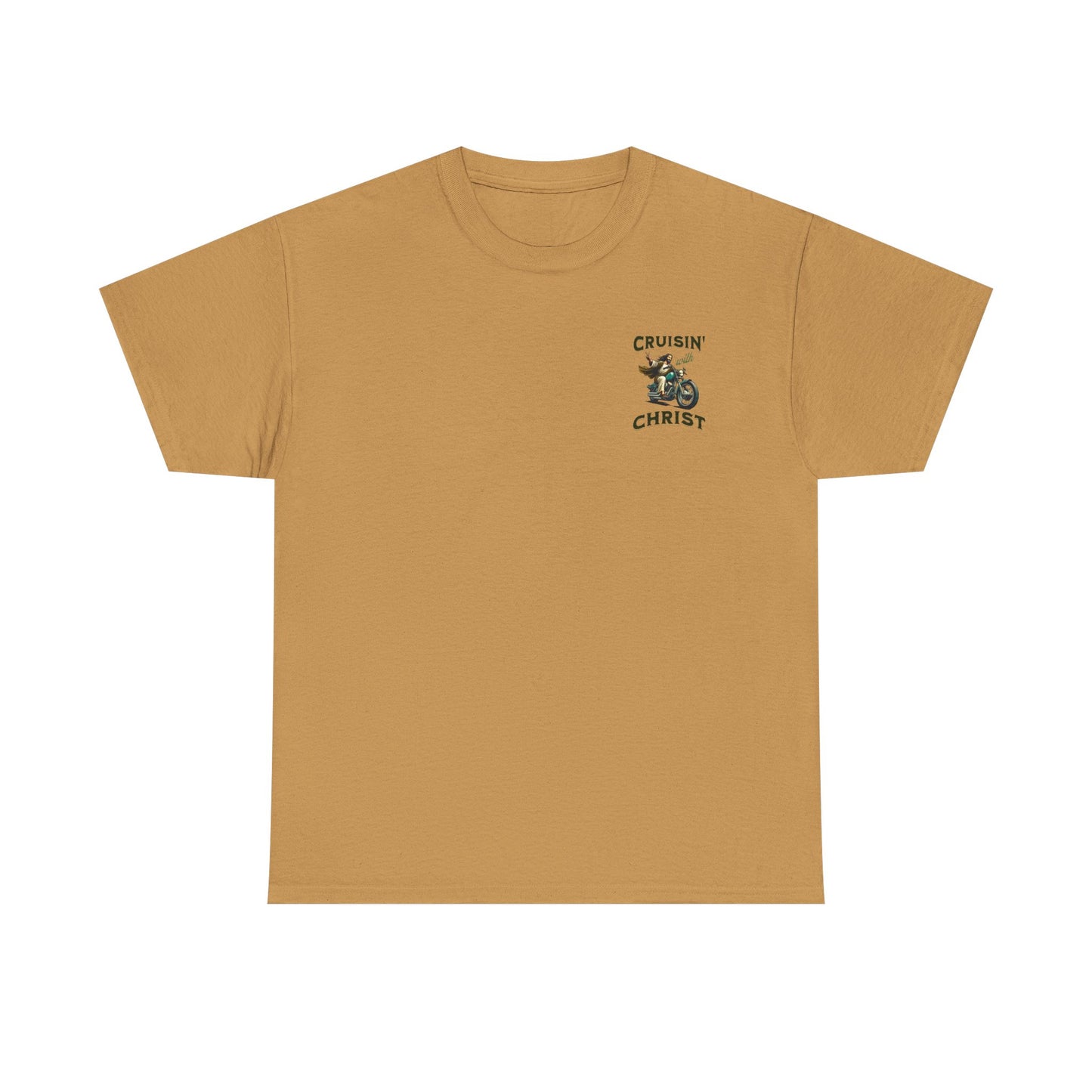 Cruisin' with Christ Heavy Cotton Tee | Faith-Based Unisex T-Shirt for Riders