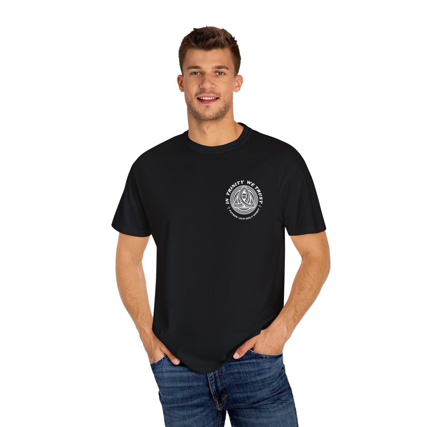 Unisex Garment-Dyed T-Shirt - 'In Trinity We Trust' Vintage Style