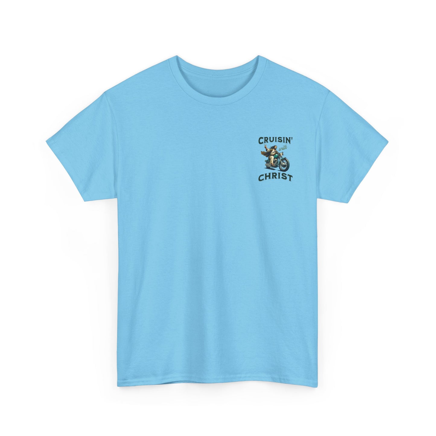 Cruisin' with Christ Heavy Cotton Tee | Faith-Based Unisex T-Shirt for Riders