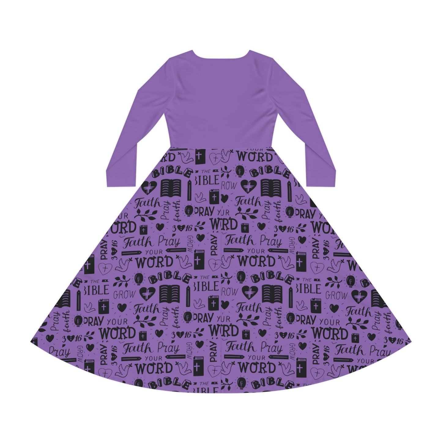 Women&#039;s Long Sleeve Faith Dance Dress - Inspirational Christian Messages