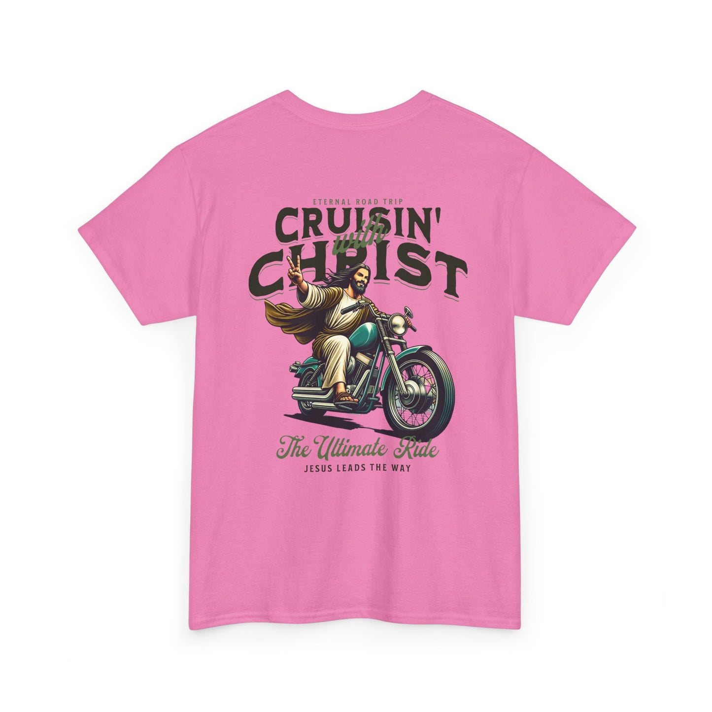 Cruisin' with Christ Heavy Cotton Tee | Faith-Based Unisex T-Shirt for Riders