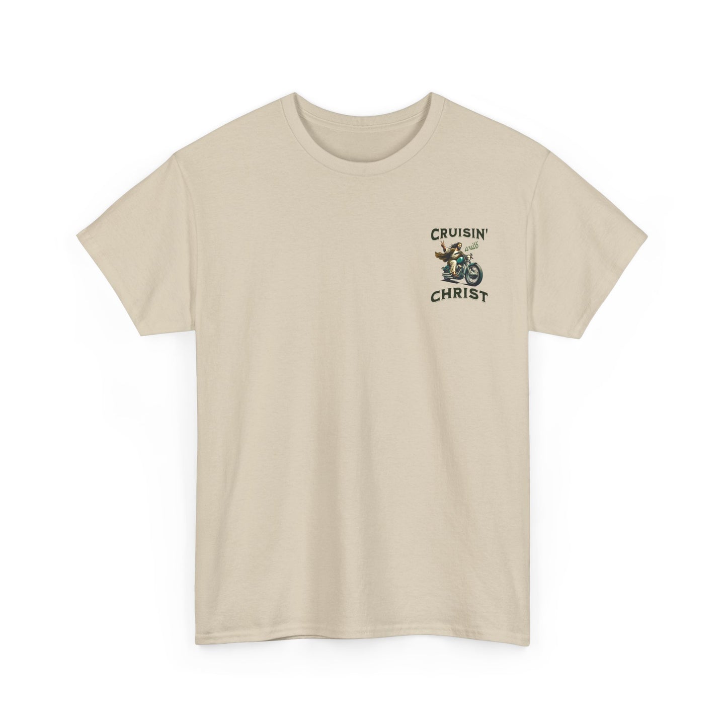 Cruisin' with Christ Heavy Cotton Tee | Faith-Based Unisex T-Shirt for Riders