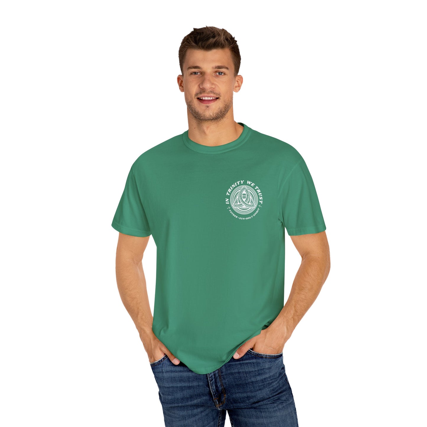 Unisex Garment-Dyed T-Shirt - 'In Trinity We Trust' Vintage Style