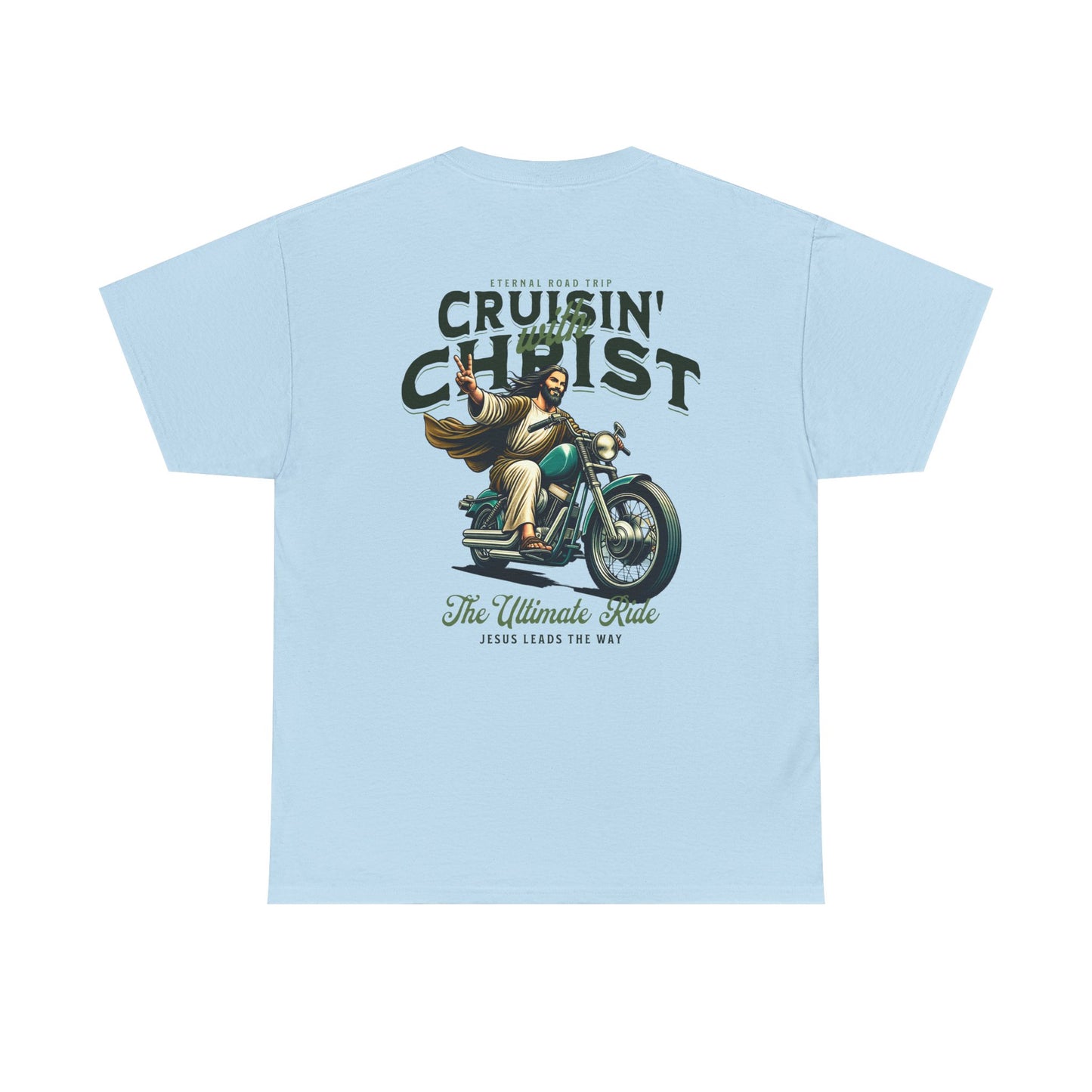 Cruisin' with Christ Heavy Cotton Tee | Faith-Based Unisex T-Shirt for Riders