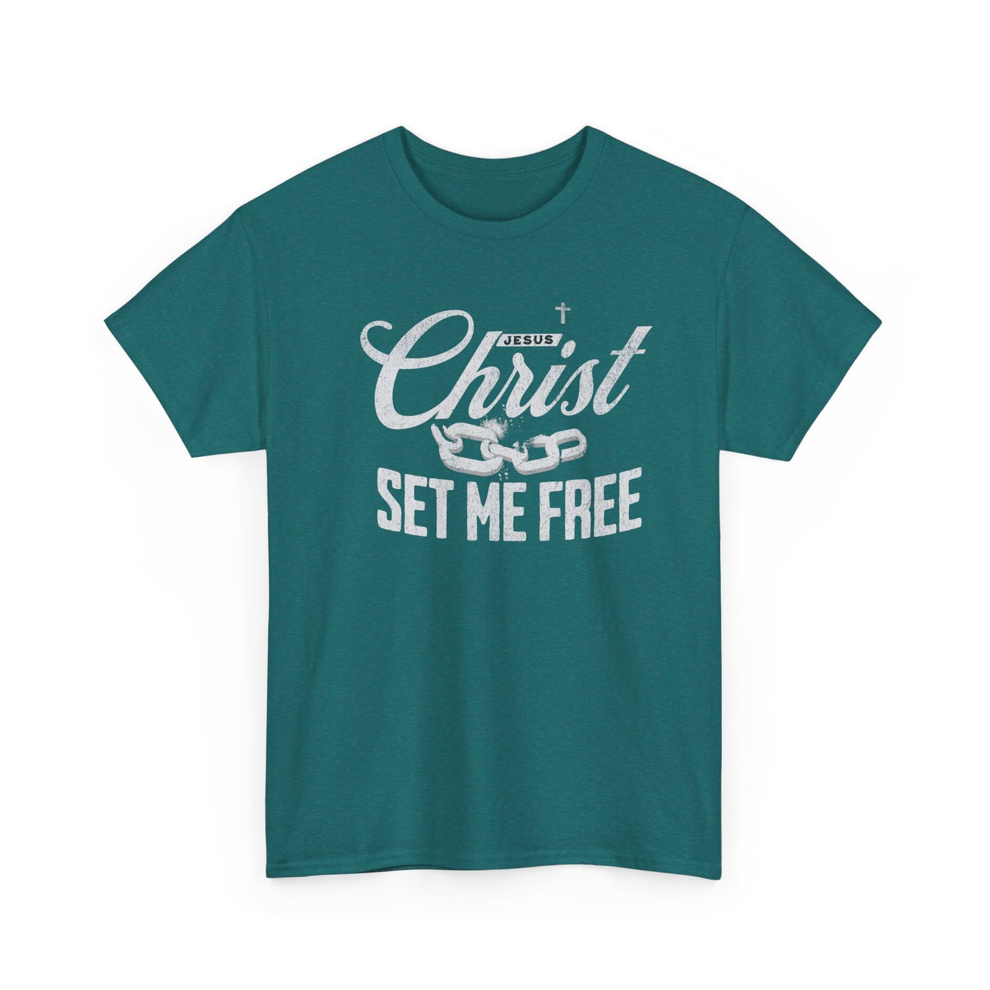 Inspirational Unisex Heavy Cotton Tee - 'Christ Set Me Free'