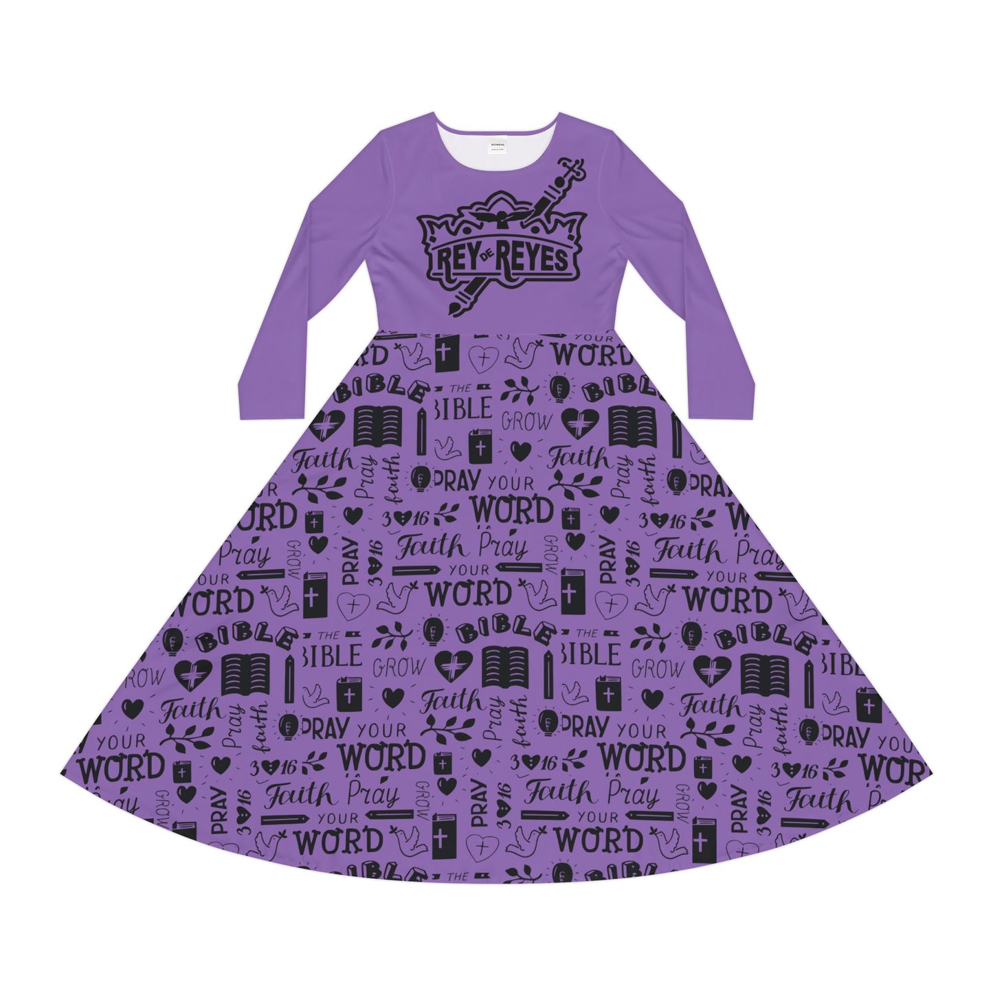 Women&#039;s Long Sleeve Faith Dance Dress - Inspirational Christian Messages