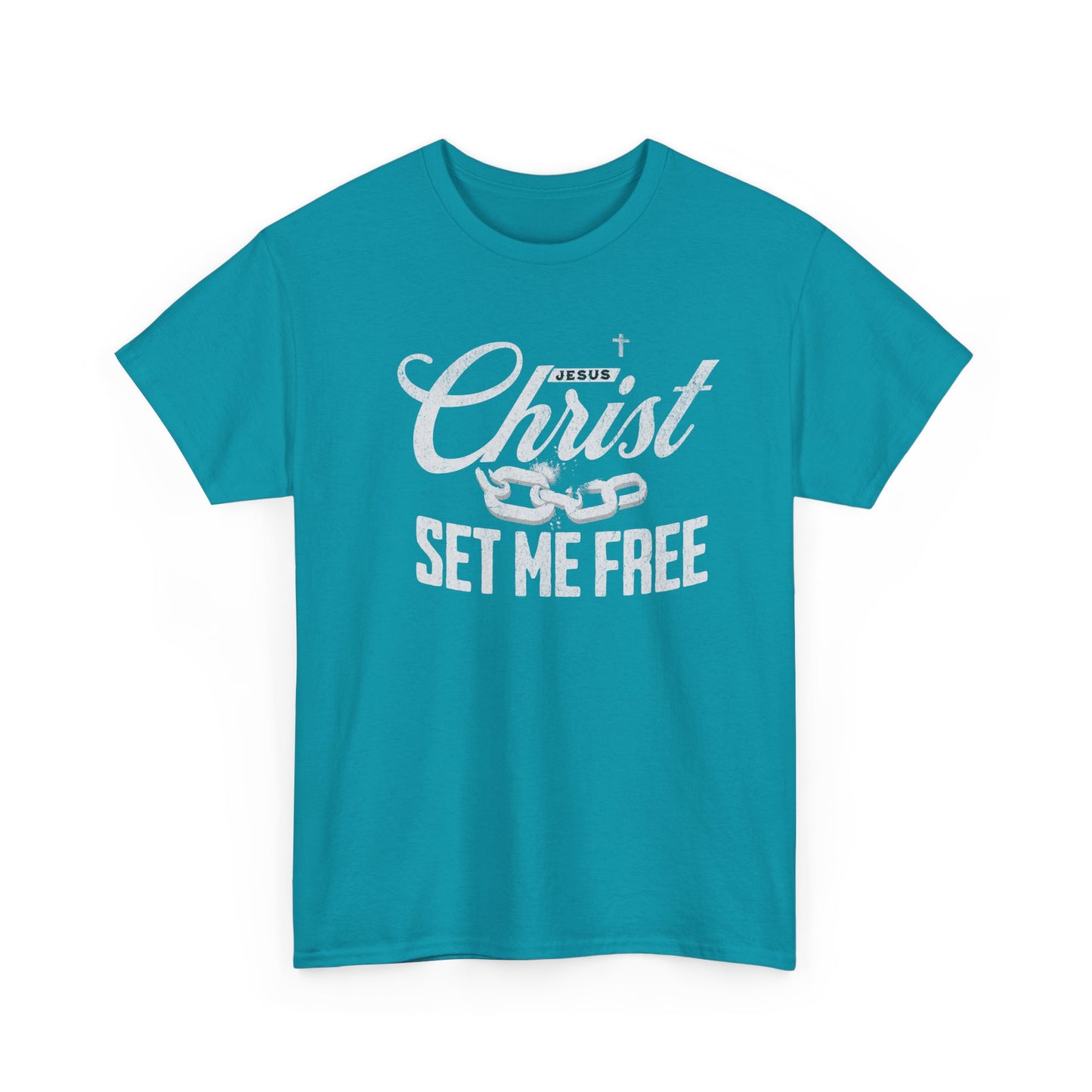 Inspirational Unisex Heavy Cotton Tee - 'Christ Set Me Free'