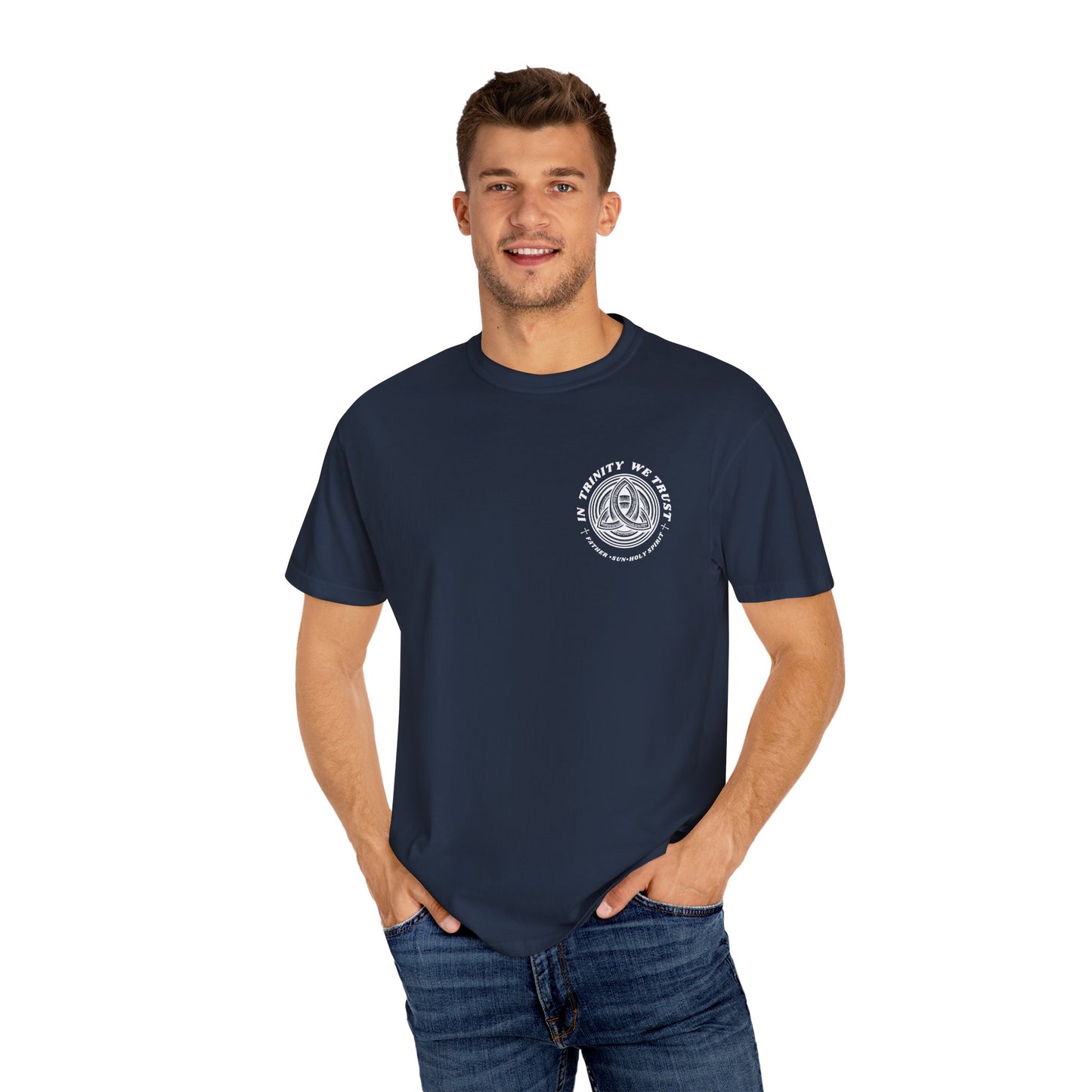 Unisex Garment-Dyed T-Shirt - 'In Trinity We Trust' Vintage Style