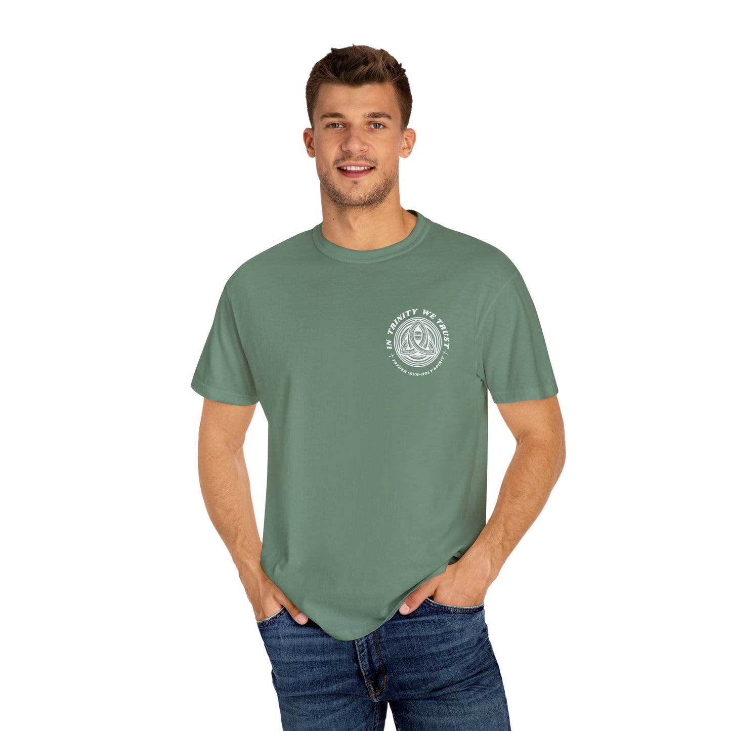 Unisex Garment-Dyed T-Shirt - 'In Trinity We Trust' Vintage Style