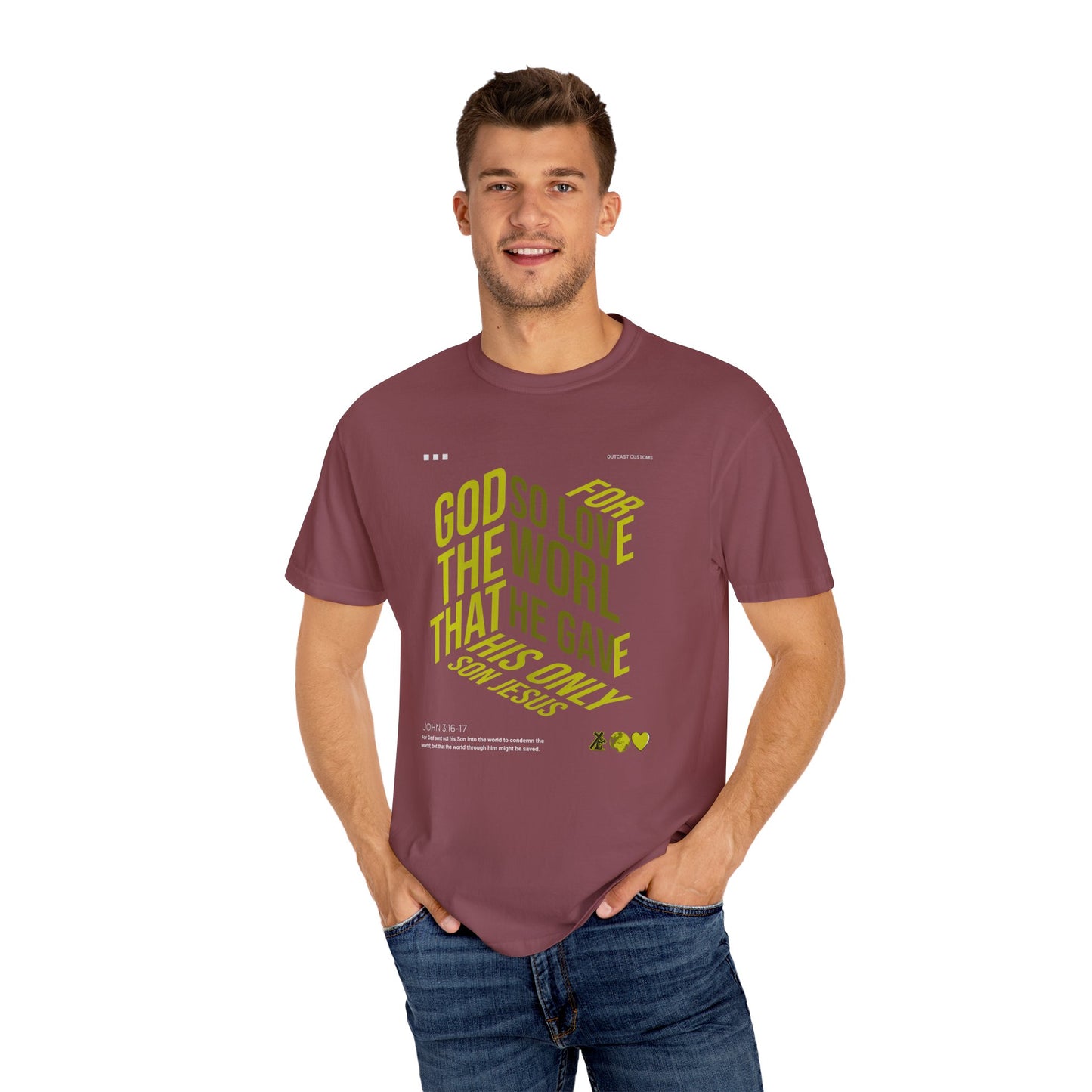 Inspirational Faith T-Shirt - "For God So Loved the World"