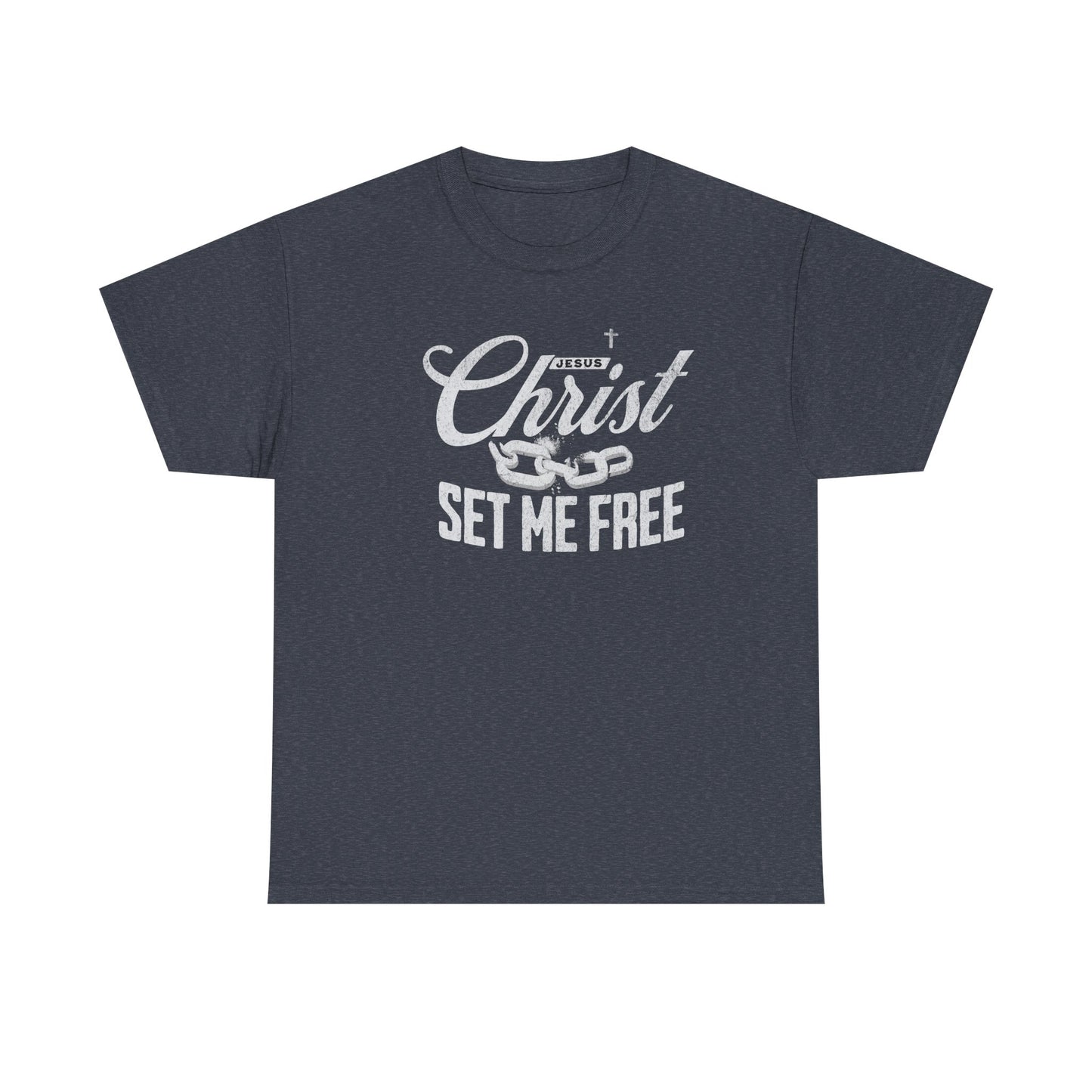 Inspirational Unisex Heavy Cotton Tee - 'Christ Set Me Free'