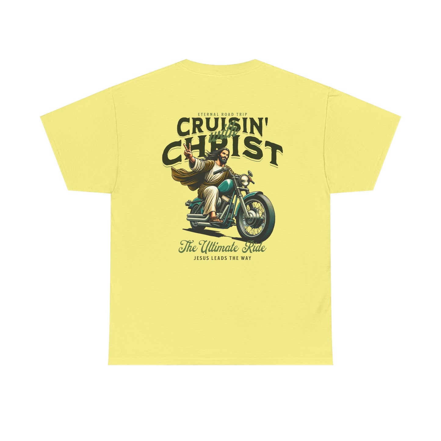 Cruisin' with Christ Heavy Cotton Tee | Faith-Based Unisex T-Shirt for Riders