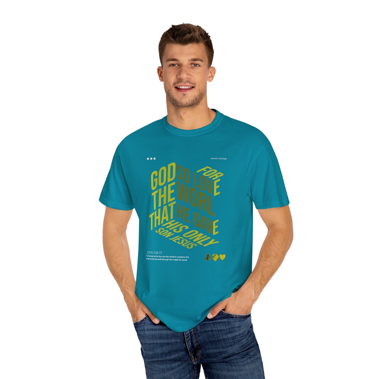 Inspirational Faith T-Shirt - "For God So Loved the World"