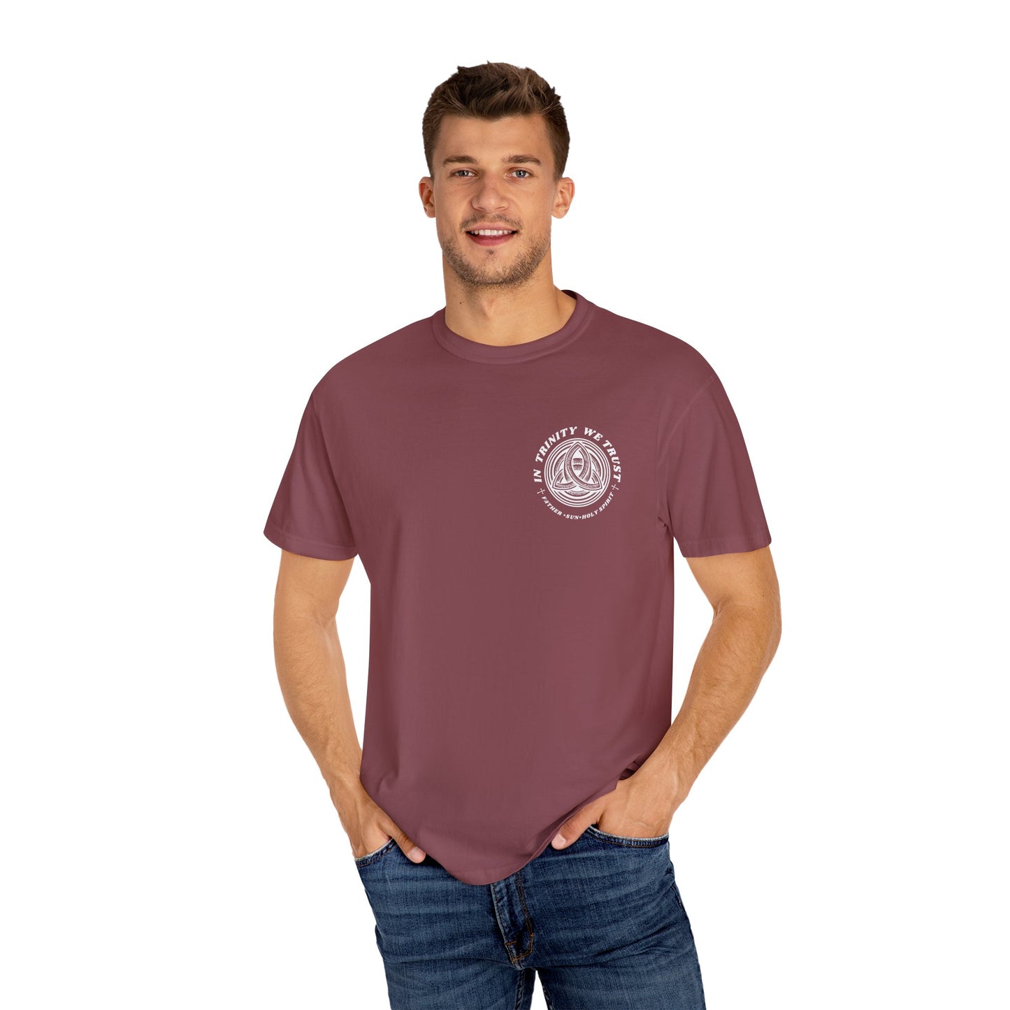 Unisex Garment-Dyed T-Shirt - 'In Trinity We Trust' Vintage Style