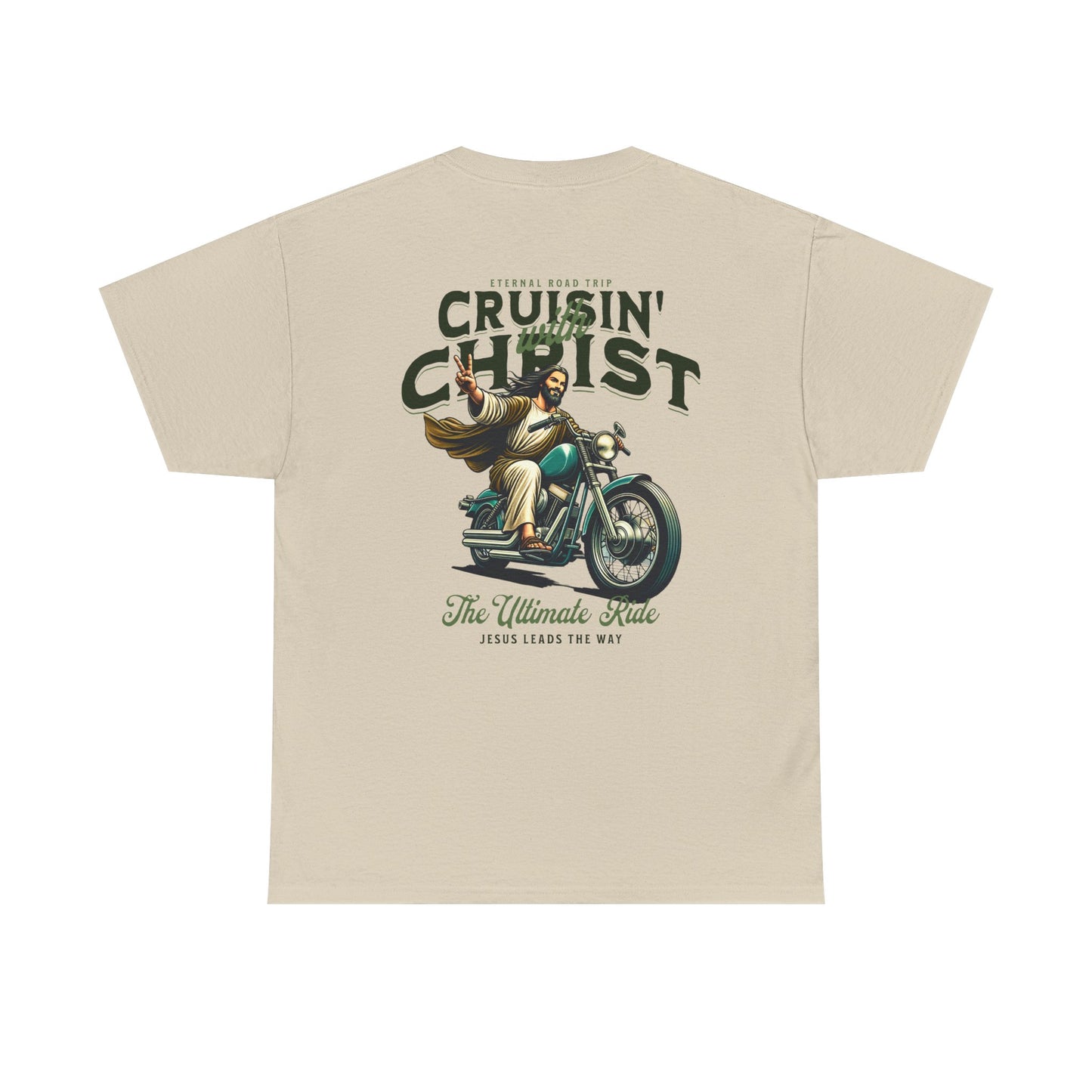 Cruisin' with Christ Heavy Cotton Tee | Faith-Based Unisex T-Shirt for Riders