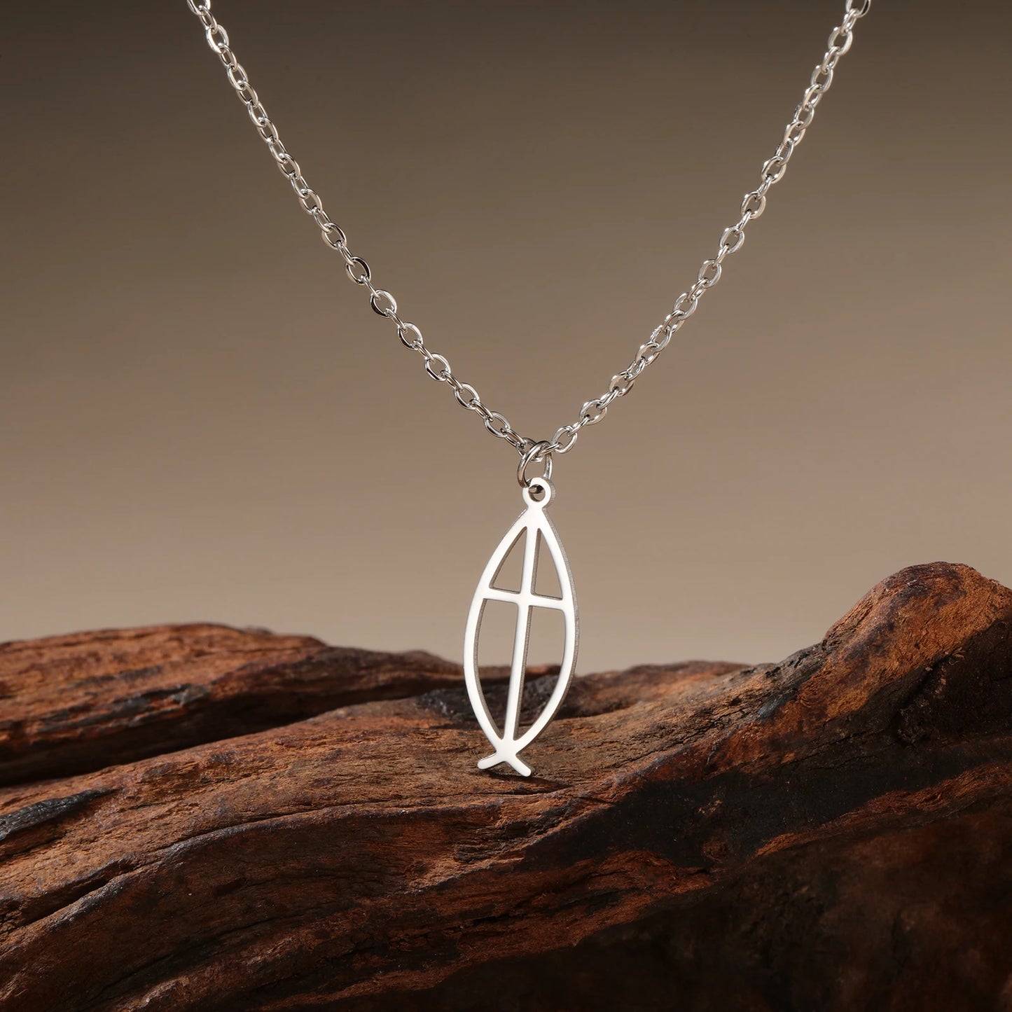 Unift Cross in Jesus Fish Necklace for Women Stainless Steel Women Neck Chain Choker Vintage Christian Christ Jewelry Party Gift