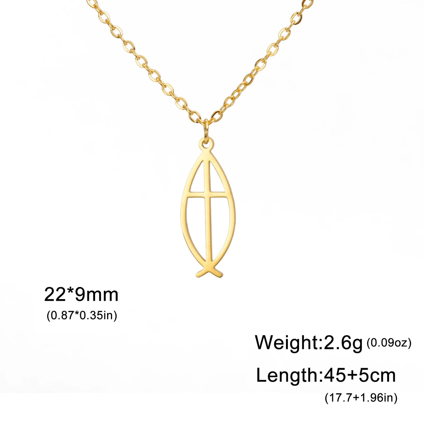 Unift Cross in Jesus Fish Necklace for Women Stainless Steel Women Neck Chain Choker Vintage Christian Christ Jewelry Party Gift